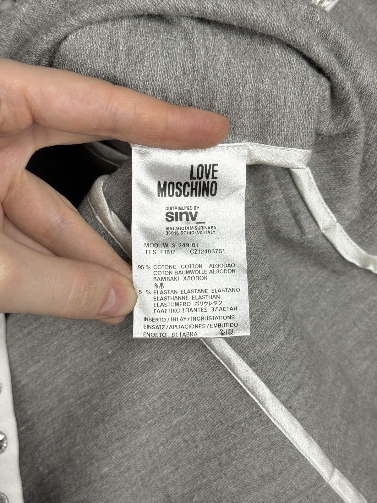 Love Moschino Love Moschino Grey Studded Cotton Cardigan Full zip jacket Size M / US 6-8 / IT 42-44 - 13 Thumbnail