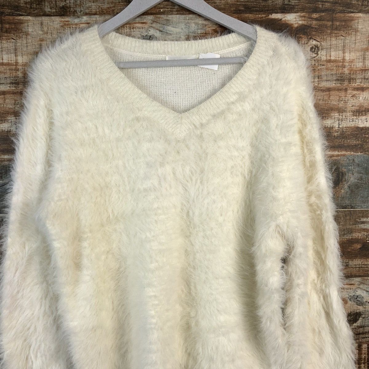 Homespun Knitwear DLL Dreskip White shaggy fur Mohair Knitwear #C231 Size US L / EU 52-54 / 3 - 5 Thumbnail
