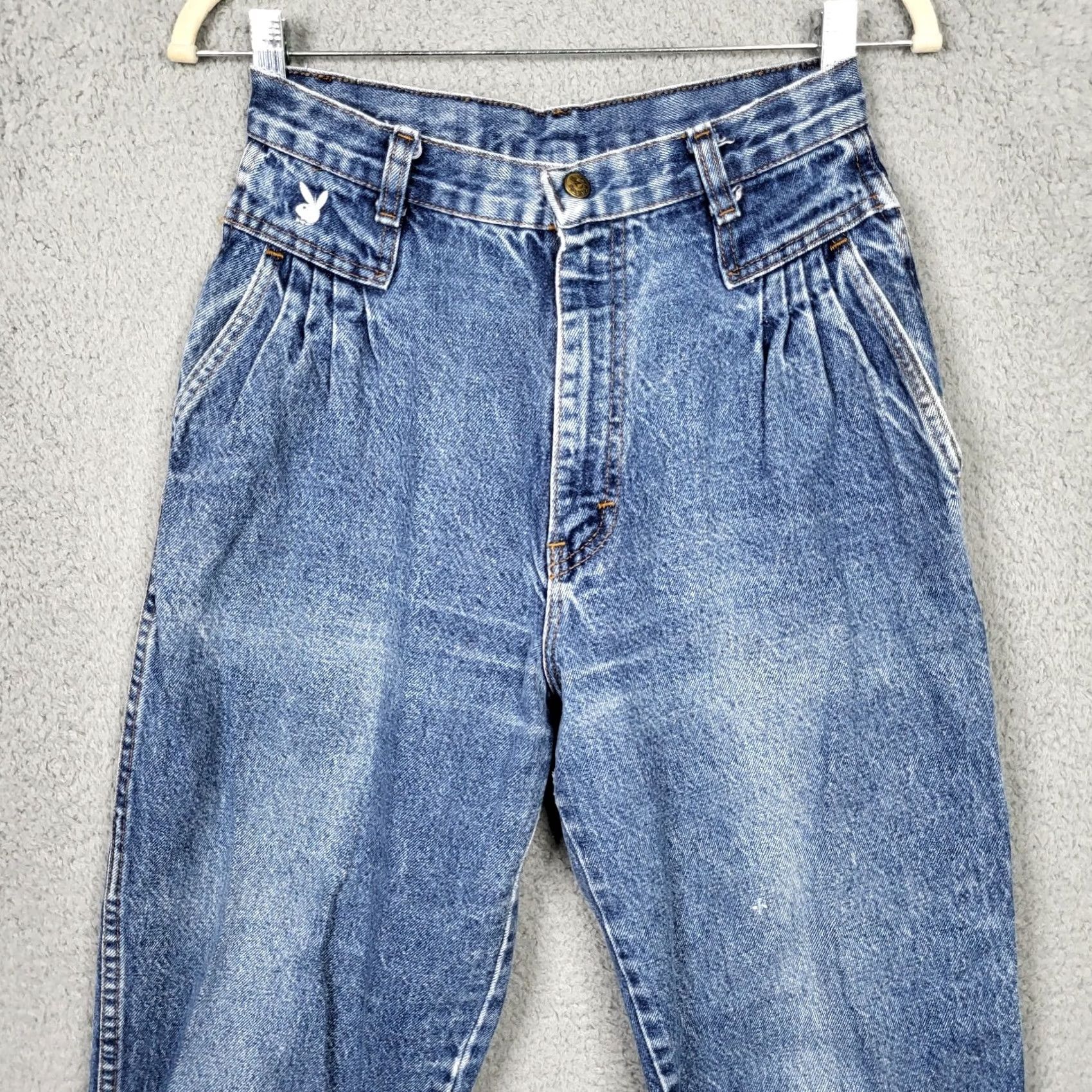 Denime VINTAGE Playmate Denim Jeans Women 11/12 High Rise Blue 5-Pocket Belted Casual Vintage Womens Jeans Size 32" / US 10 / IT 46 - 7 Thumbnail
