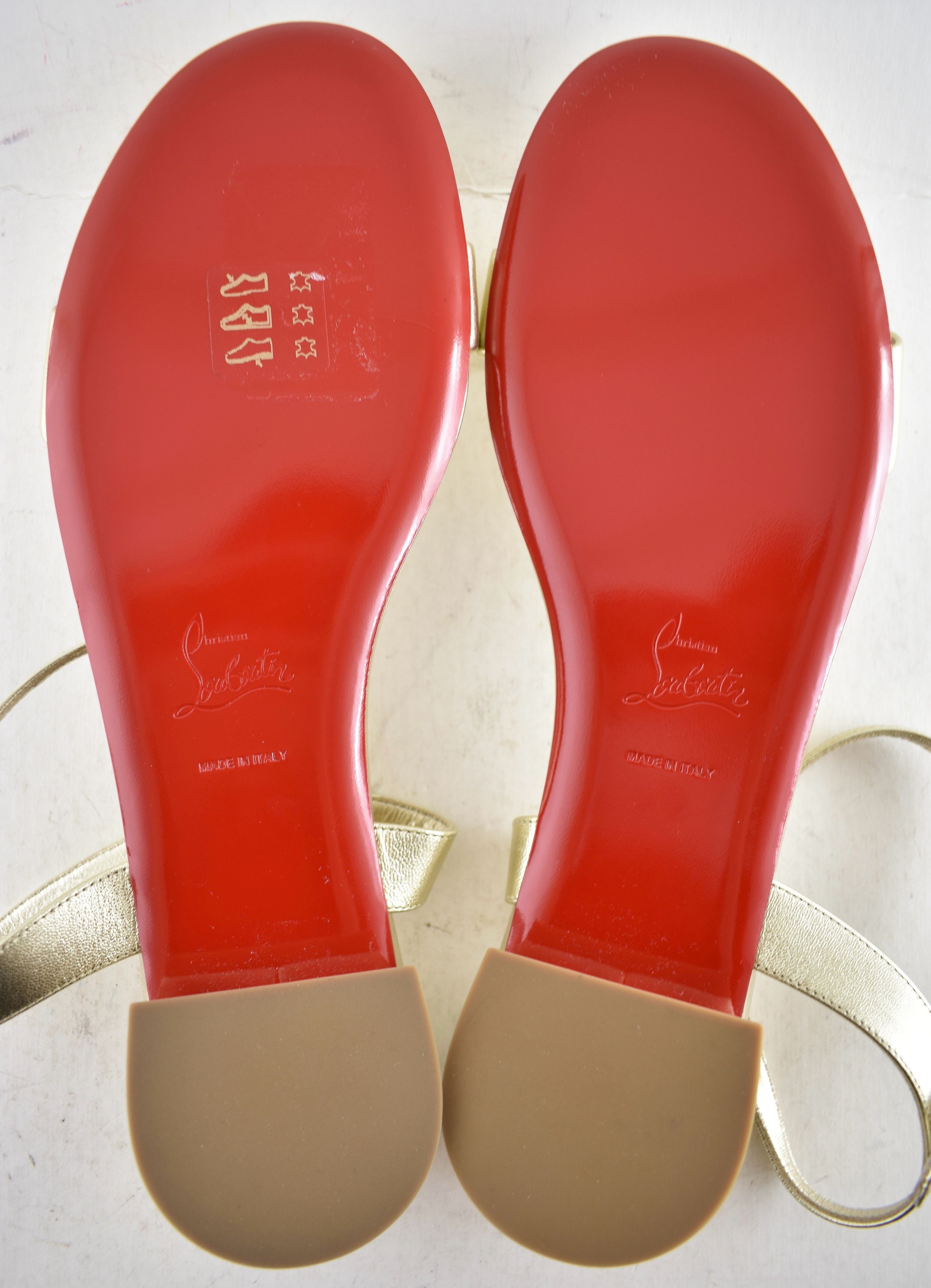 Christian Louboutin Sweet Jane Sandal Flat Platine Gold Leather Ankle Strap 41 Size US 11 / IT 41 - 20 Thumbnail