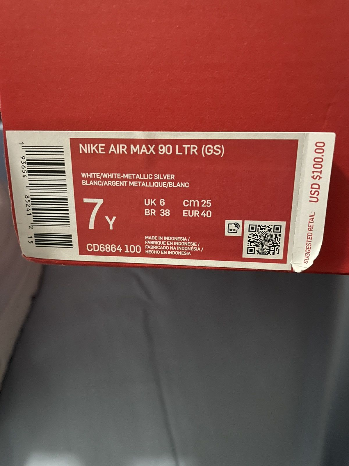 Nike Nike Air Max 90 LTR (GS) Size US 7 / EU 40 - 7 Thumbnail