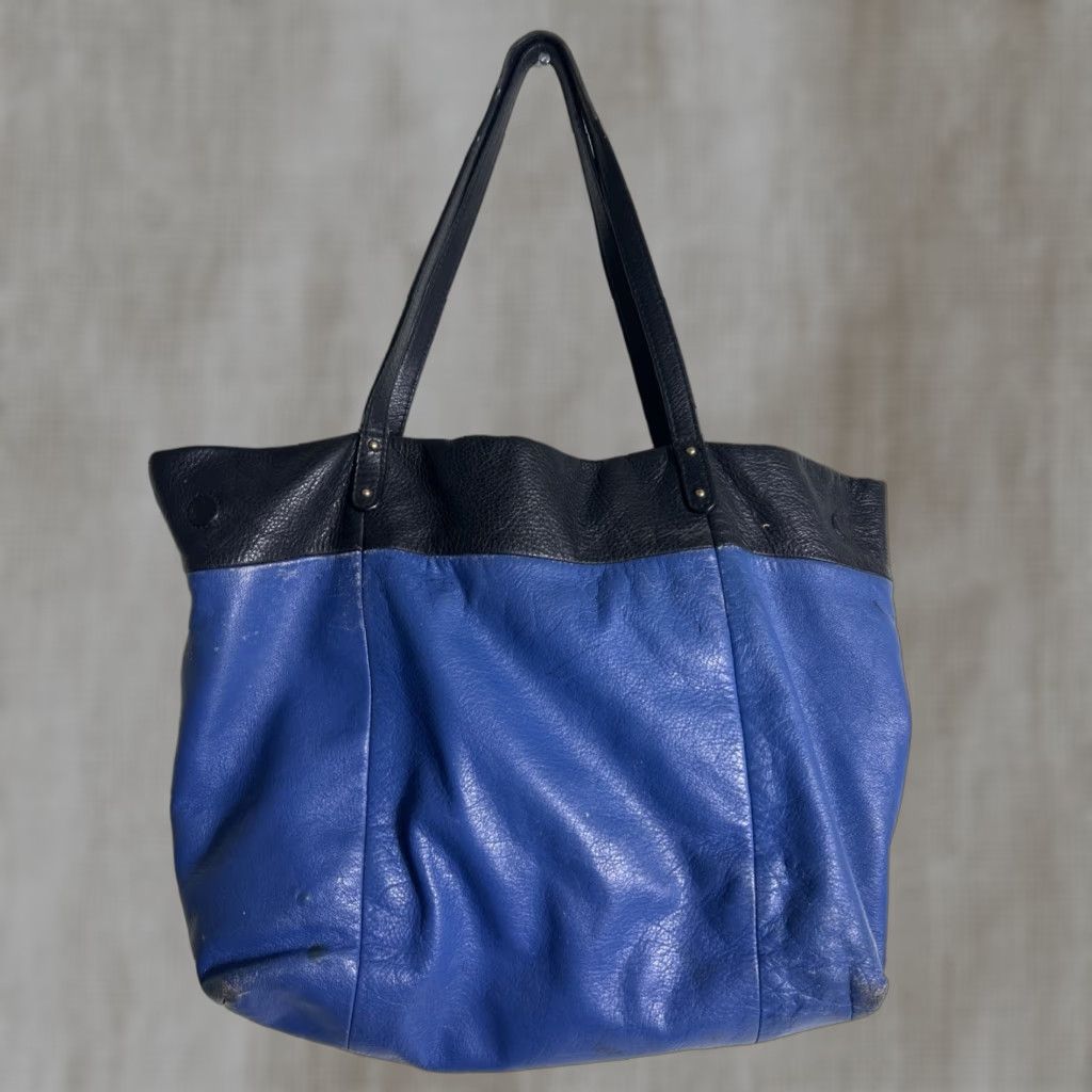 Brighton VINTAGE Brighton Leather Shoulder Bag Womens 12.5x11x4.5 Distressed Blue Black Purse BLUE Size ONE SIZE - 1 Thumbnail