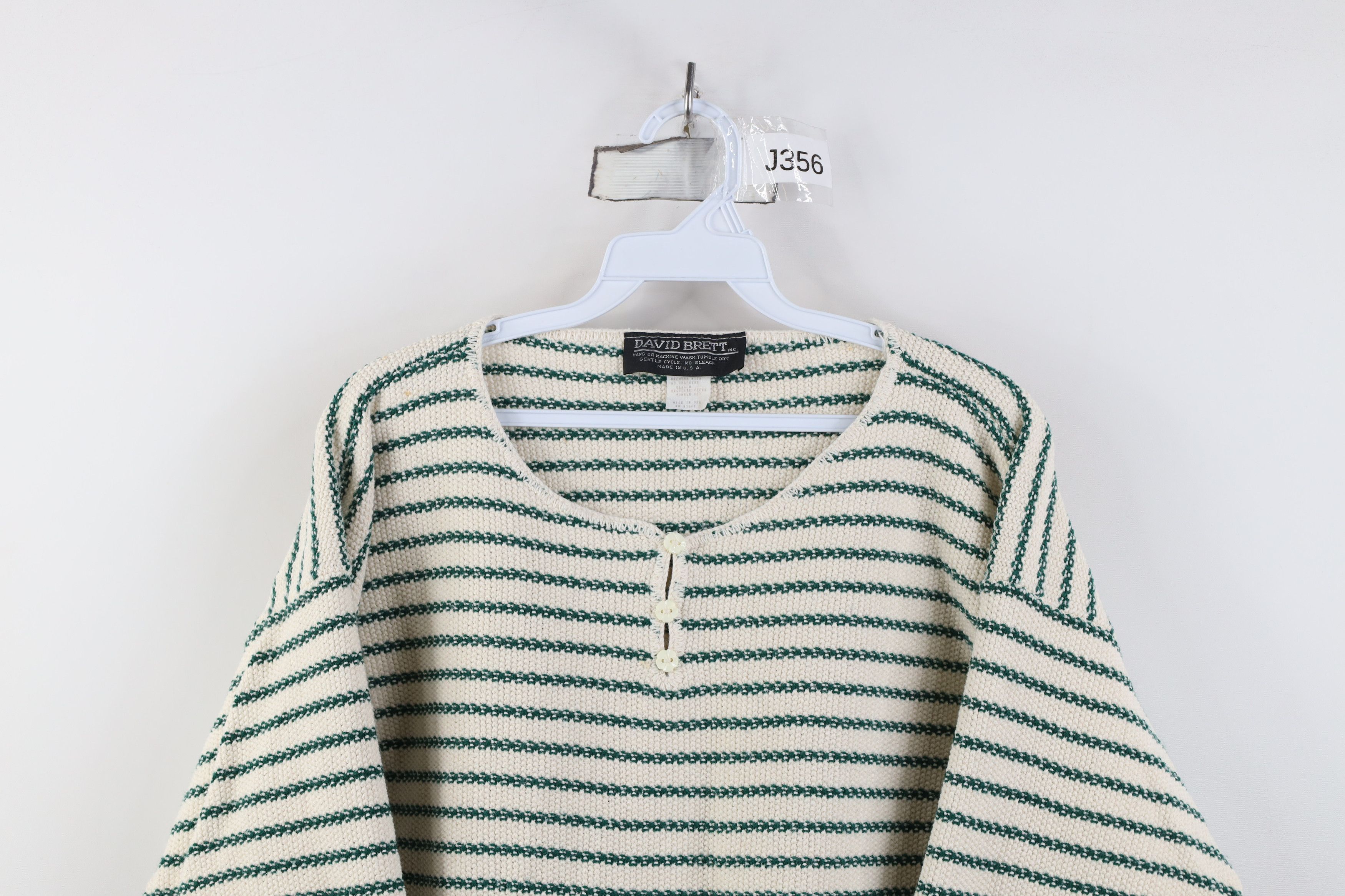 Vintage Vintage 90s Streetwear Boxy Striped Knit Henley Sweater USA Size M / US 6-8 / IT 42-44 - 2 Thumbnail