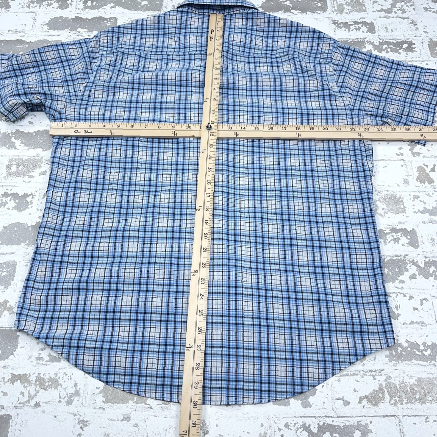 Peter Millar Peter Millar Shirt Men Large Blue Button Up Performance Golf Tartan Plaid Dress Size 42R - 6 Thumbnail