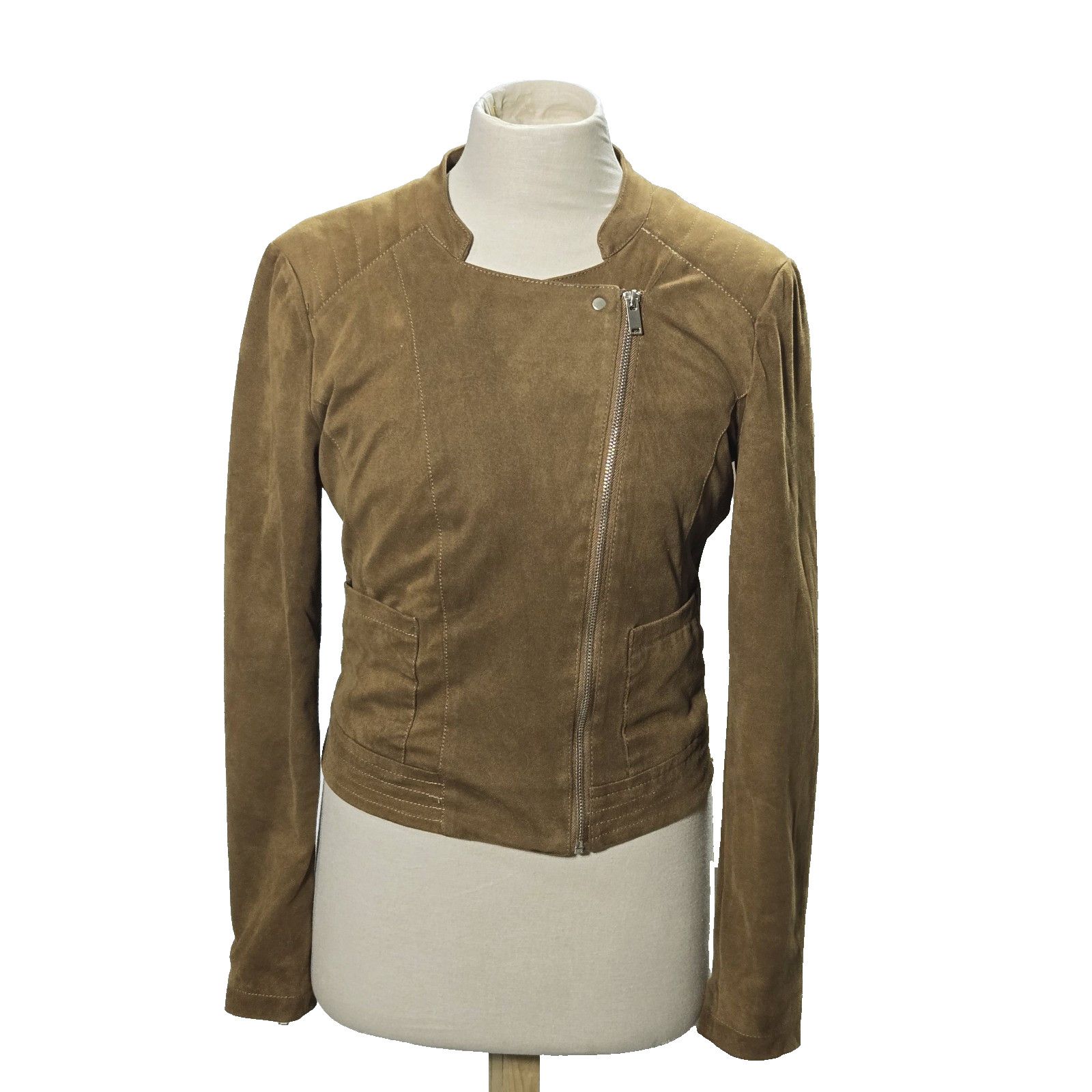 & Other Stories Vero Moda Jacket Suede Biker Small Womens Cropped Lined Size S / US 4 / IT 40 - 2 Thumbnail