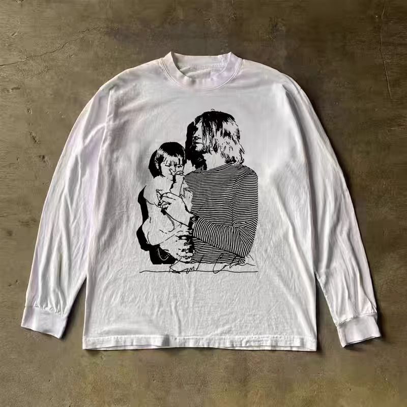 Vintage White Washed Vintage Hip-Hop Print Long-Sleeve T-Shirt Size US M / EU 48-50 / 2 - 1 Thumbnail