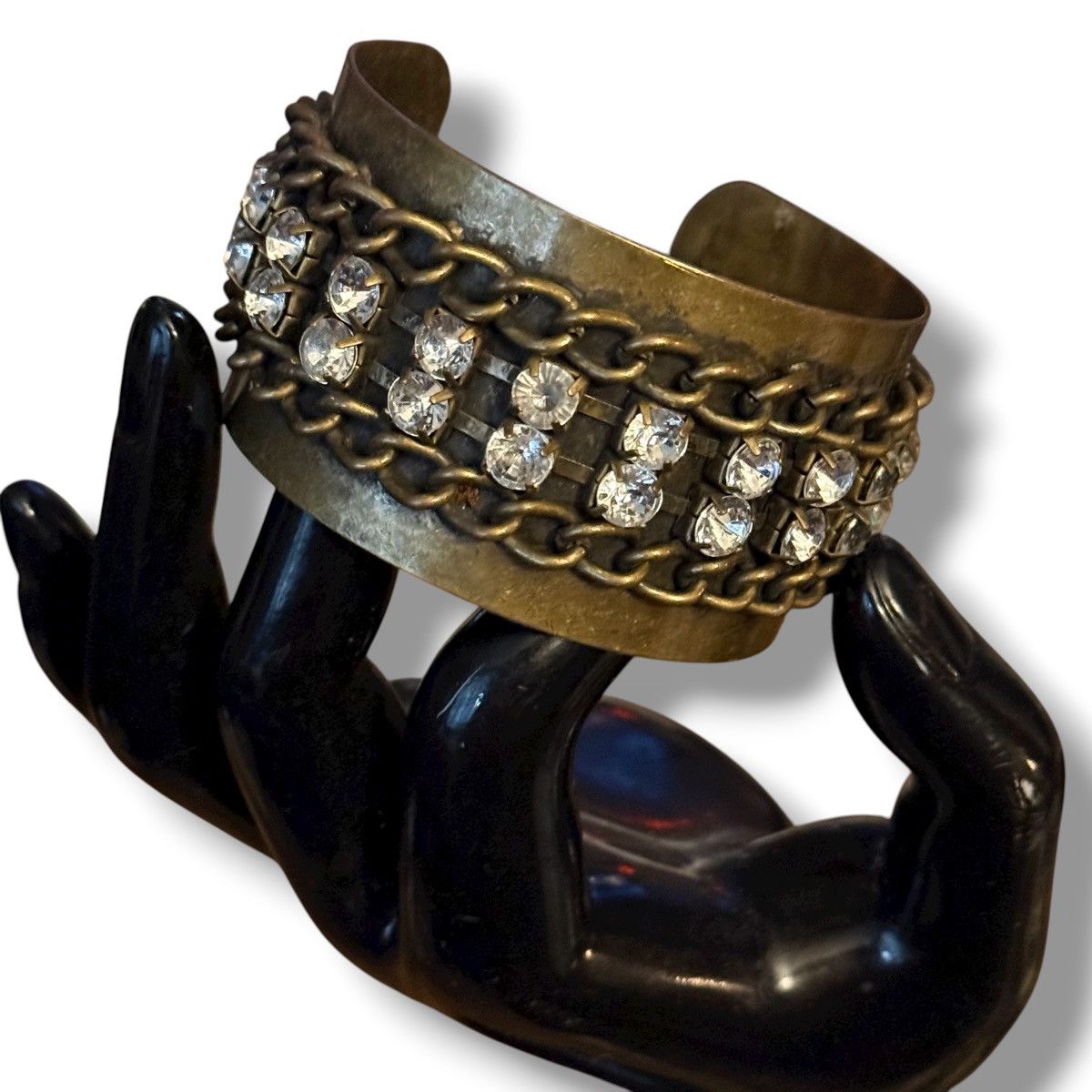 Other Chunky bronze chains and rhinestones cuff bangle bracelet Size ONE SIZE - 3 Thumbnail