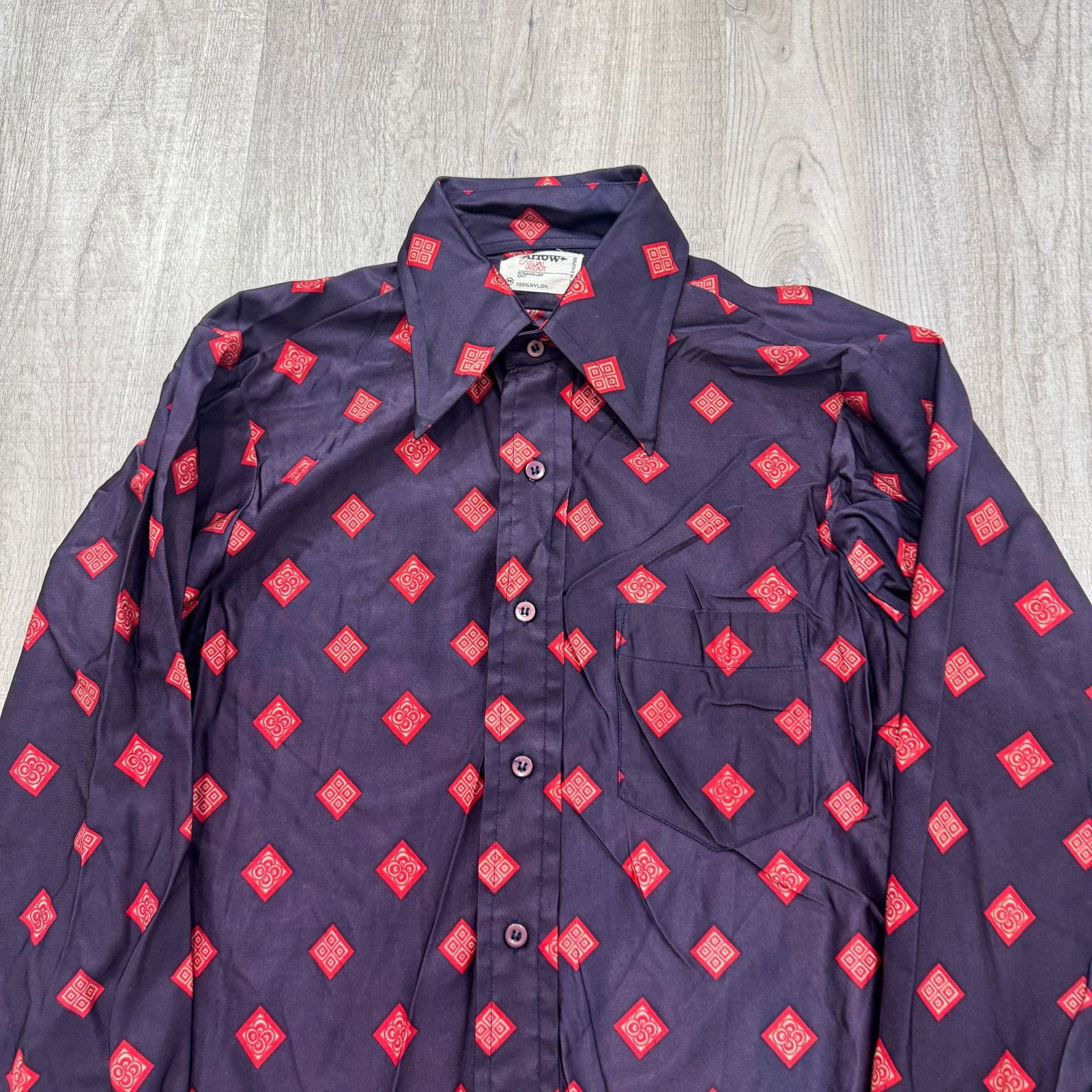 Vintage Vintage Arrow Shirt Mens Medium Geometric All Over Print 70s Size US M / EU 48-50 / 2 - 1 Thumbnail