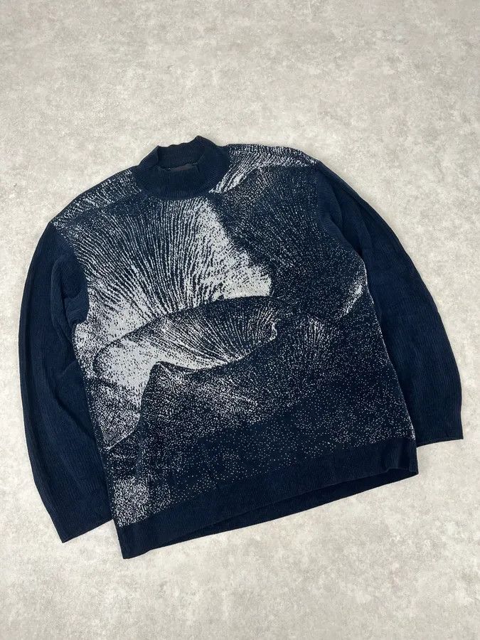 Emporio Armani SS2020 Emporio Armani Mountain Landscape High Neck Navy Sweater Size US S / EU 44-46 / 1 - 4 Thumbnail