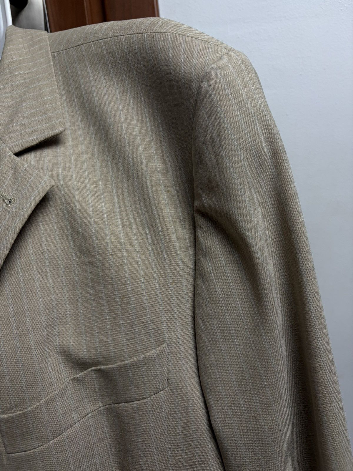 Givenchy Givenchy Vintage Authentic Beige Pinstripe Wool Blazer Size 42R - 6 Thumbnail