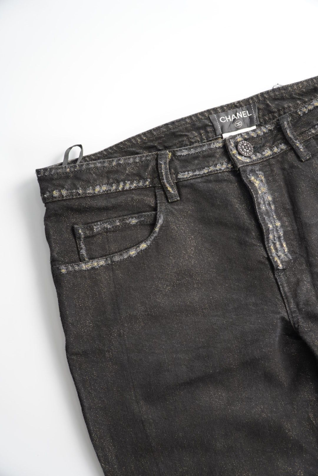 Chanel Chanel Lamé Glittered Denim Pants Size 27" / US 4 / IT 40 - 4 Thumbnail