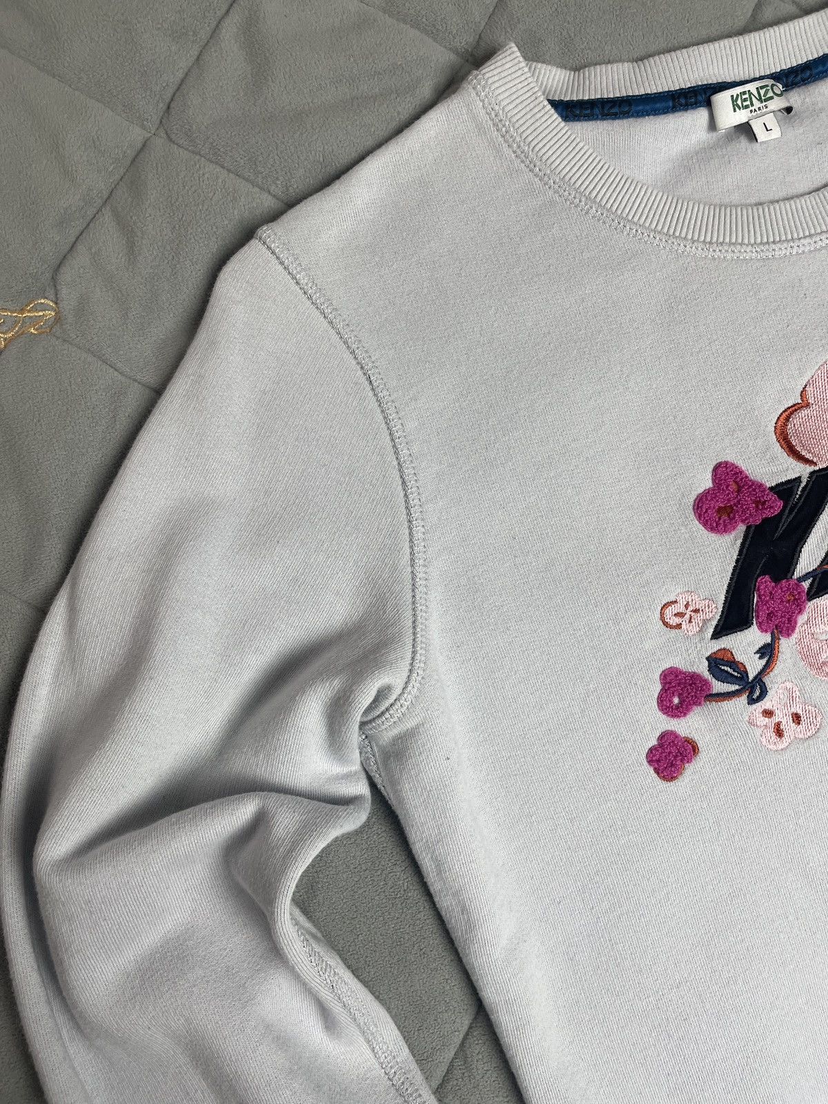 Kenzo 🧊Kenzo Paris Sweatshirt Sweater Flowers Print Big Logo Size L / US 10 / IT 46 - 6 Thumbnail