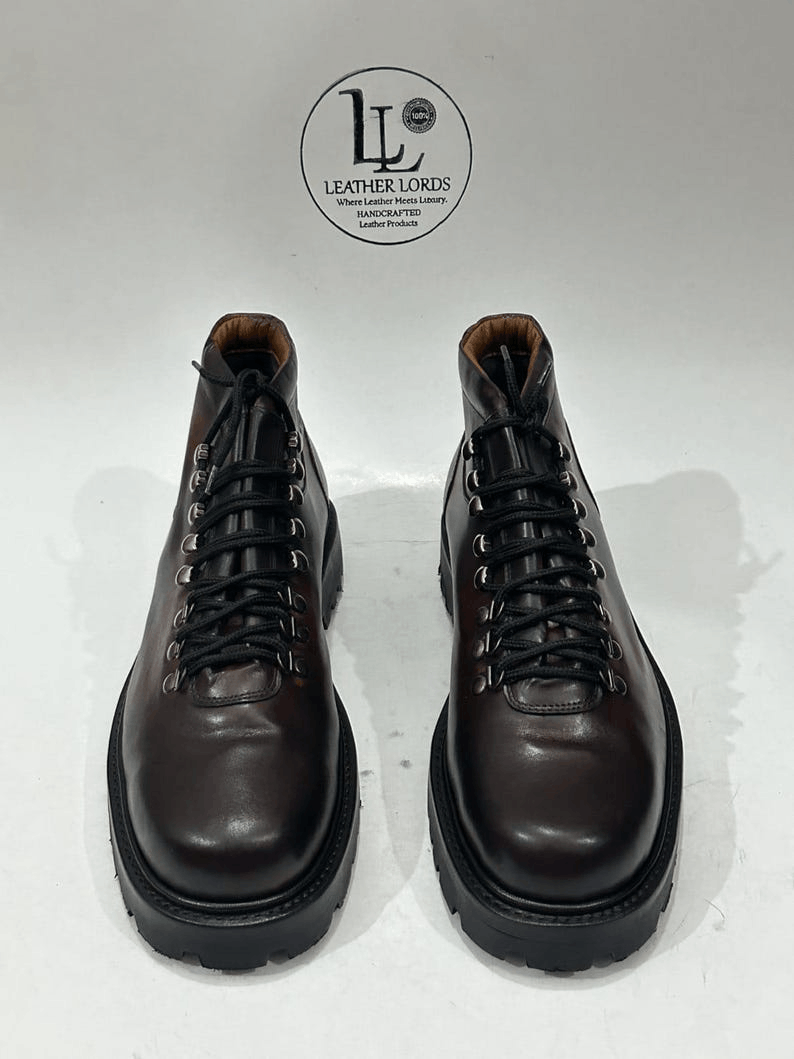 Other Handmade Leather Brown GoodYear welt Hiking Boots Size US 11.5 / IT 41.5 - 2 Thumbnail
