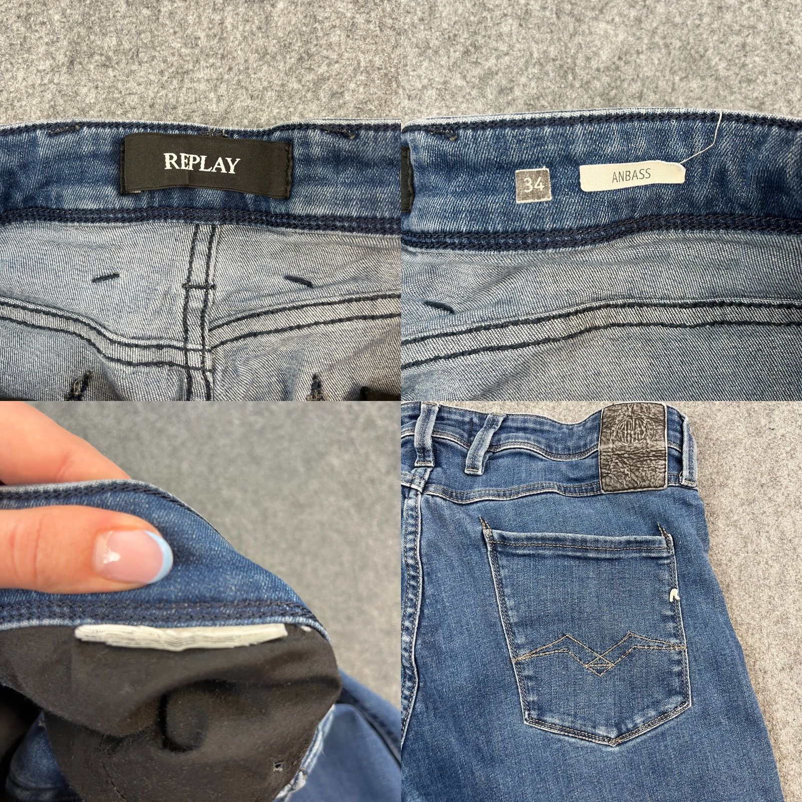 Replay Replay Jeans Regular Tapered 34 32 Medium Wash Blue Stretch Anbass Mens Jeans Size US 34 / EU 50 - 8 Thumbnail