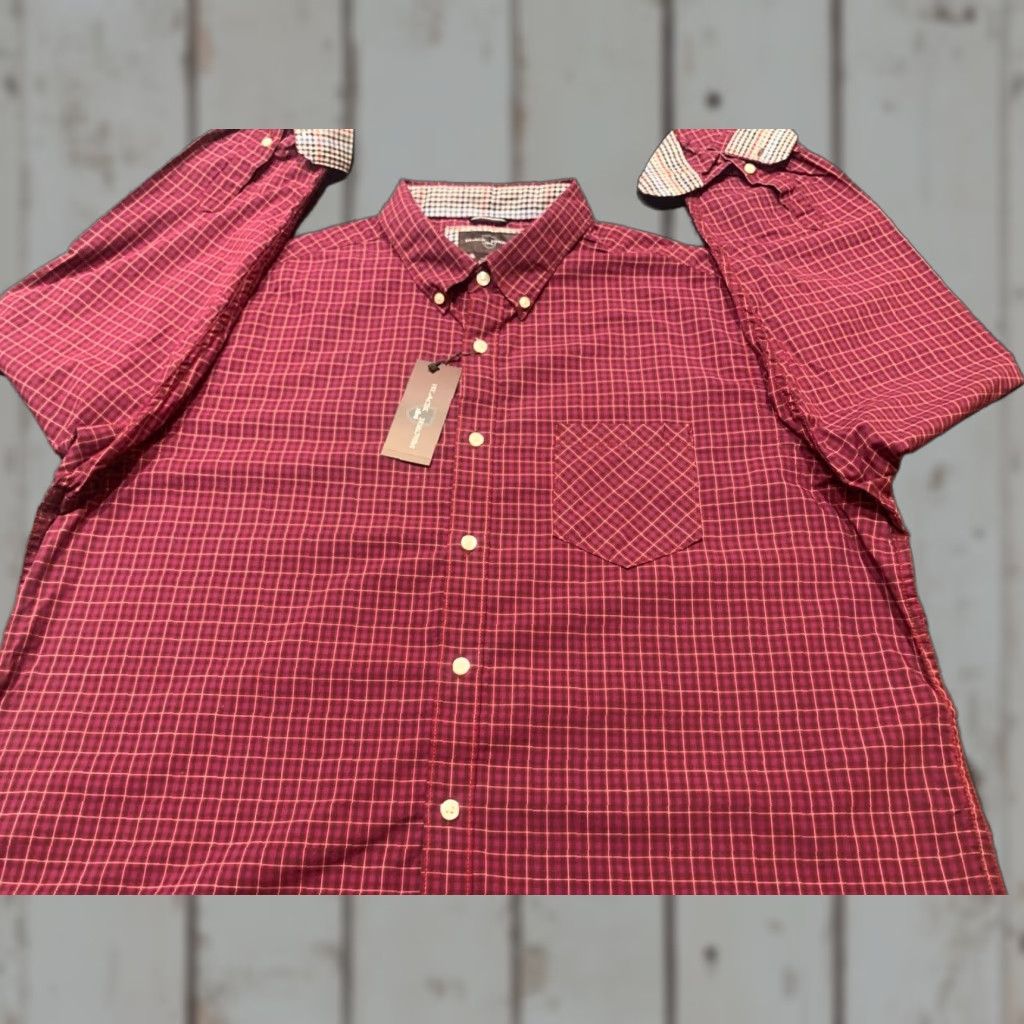 Vintage VINTAGE Black Brown 1826 Men's Shirt 2XL Long Sleeve Dark Red Plaid Cotton Button-Up Size US XXL / EU 58 / 5 - 1 Thumbnail