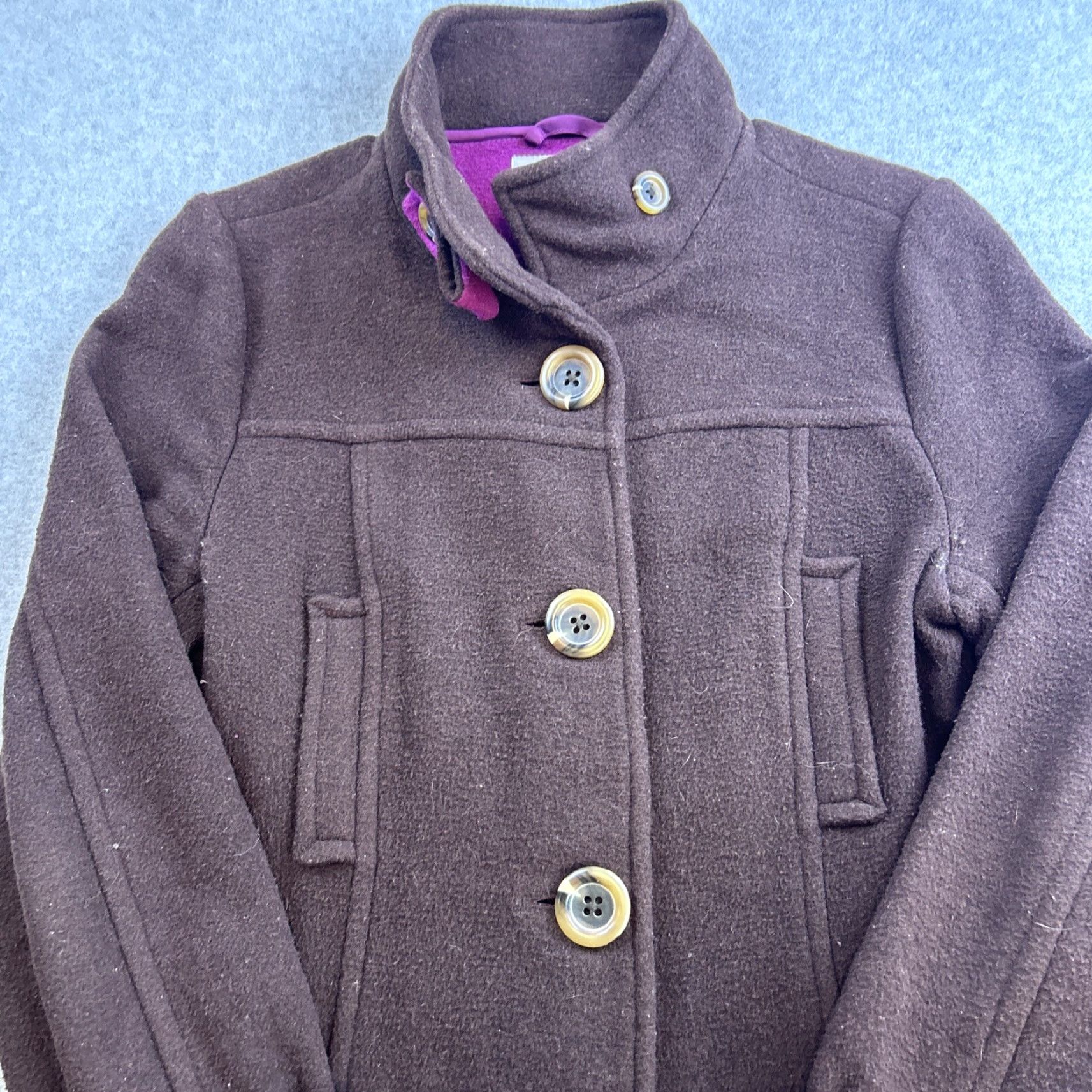 Old Navy Old Navy Coat Womens Medium Brown Wool Blend Mock Neck Button Up Jacket Size M / US 6-8 / IT 42-44 - 7 Thumbnail
