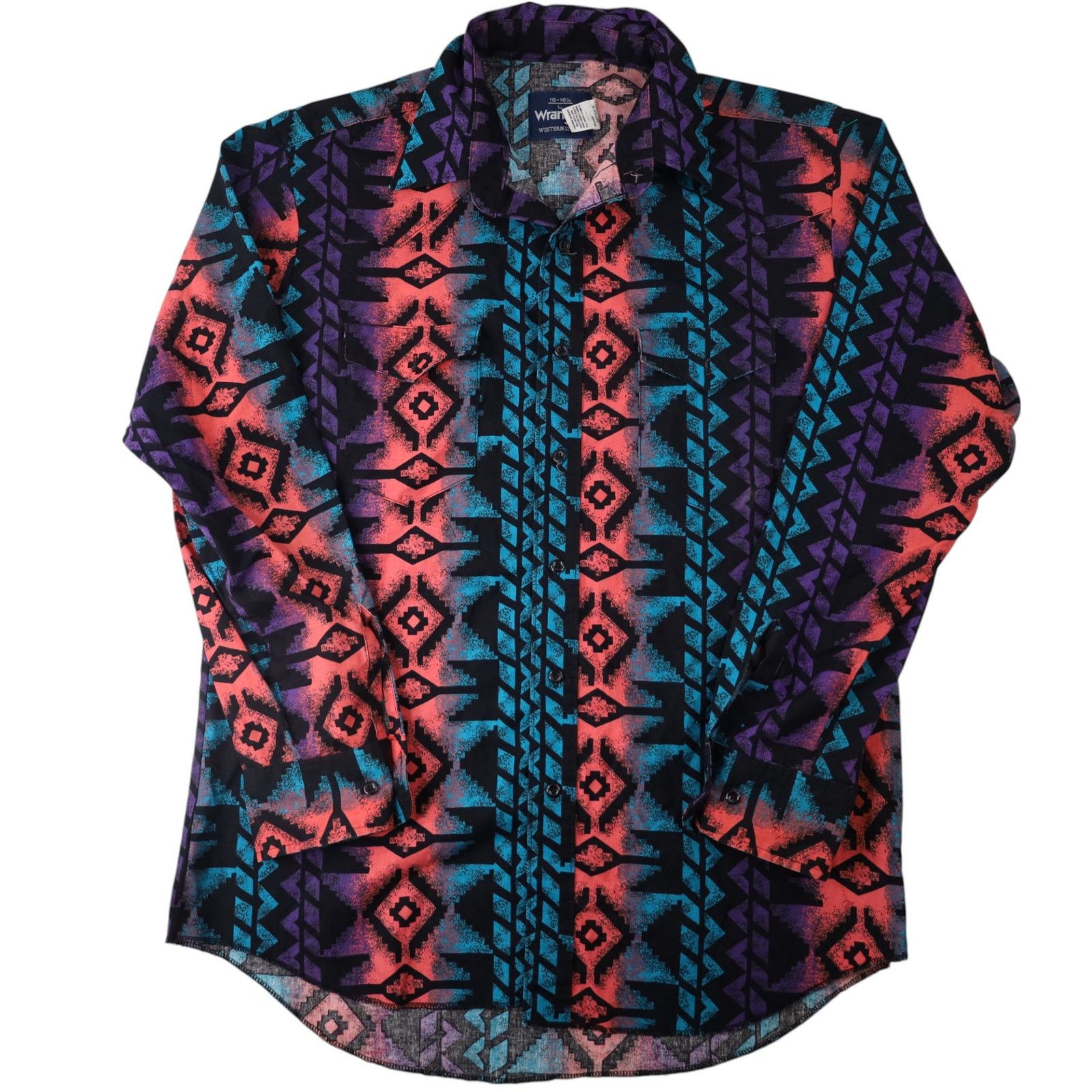 Vintage × Wrangler Vintage Wrangler Vibrant Southwestern Print Cowboy Shirt Size US L / EU 52-54 / 3 - 1 Thumbnail