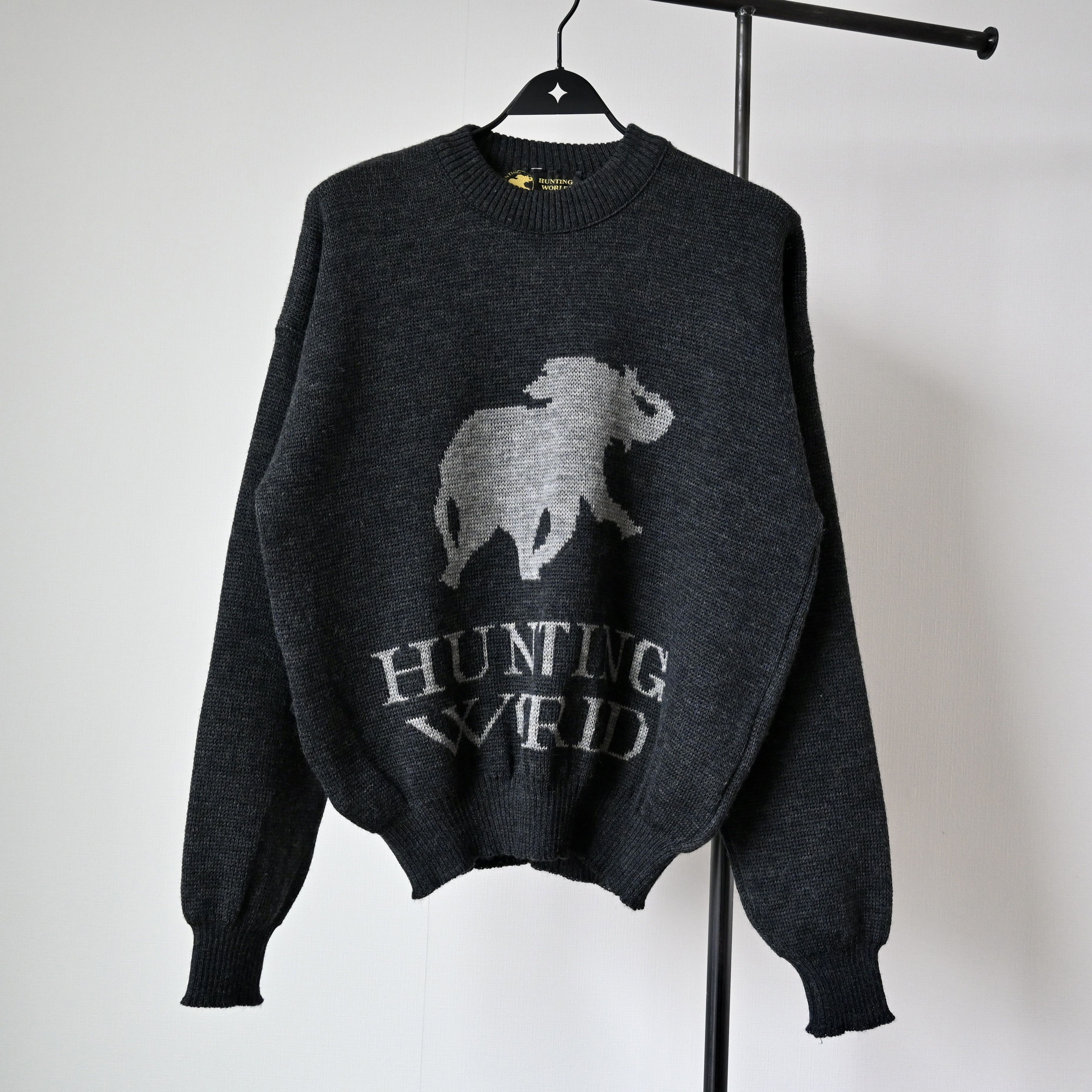 Vintage VTG 1990s HUNTING WORLD iconic logo knit sweater, made in UK Size US M / EU 48-50 / 2 - 1 Thumbnail