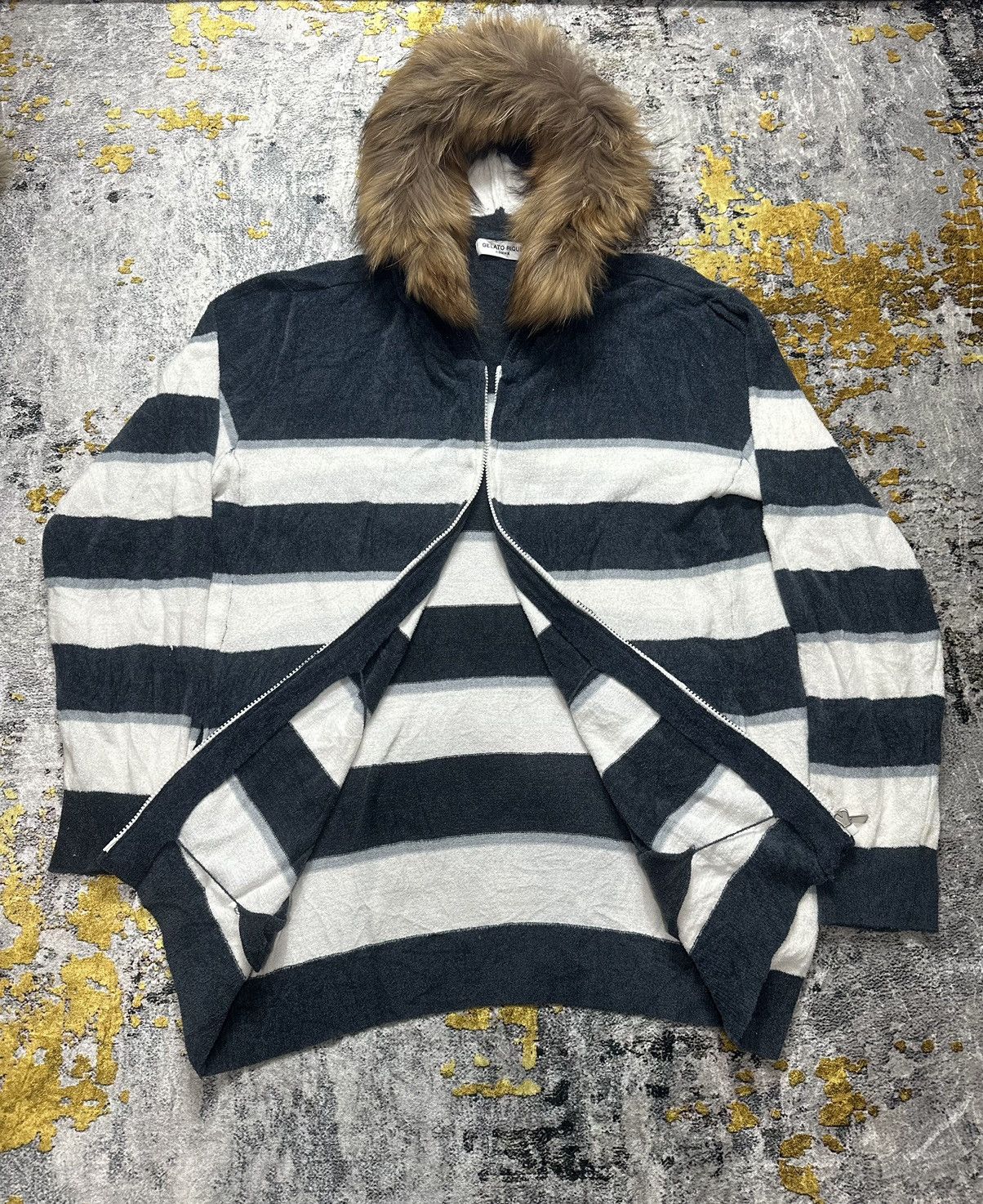 20471120 GELATO PIQUE HOMME STRIPE FUR ZIP HOODIE COTTON JAPAN BRAND Size US XL / EU 56 / 4 - 3 Thumbnail