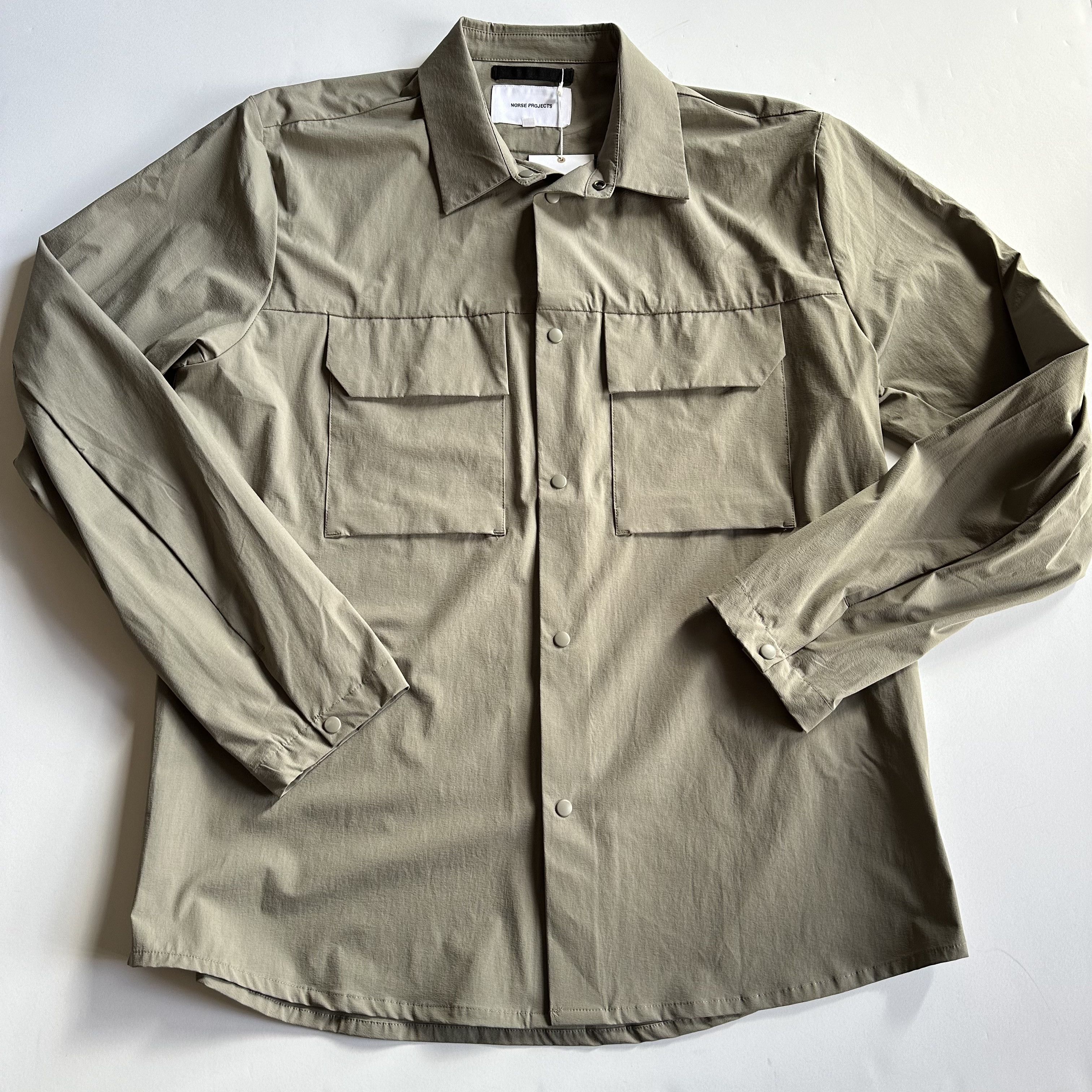 image of Norse Projects Khaki Jens Travel Light Performance Shirt, Men's (Size Large)