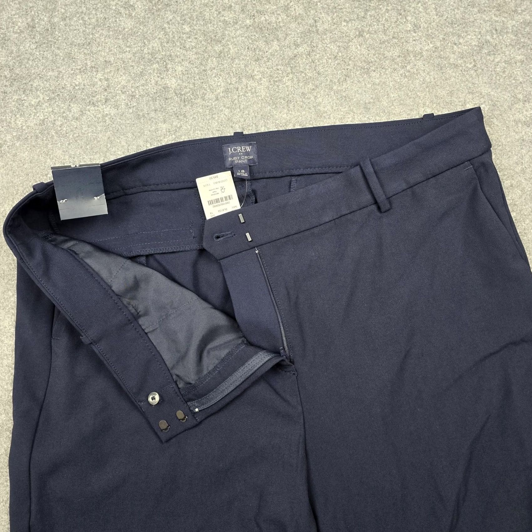 J.Crew J Crew Pants Womens 18 Navy Blue Twill Ruby Crop Stretch Dress Career Work New Size 40" / US 18 - 5 Thumbnail