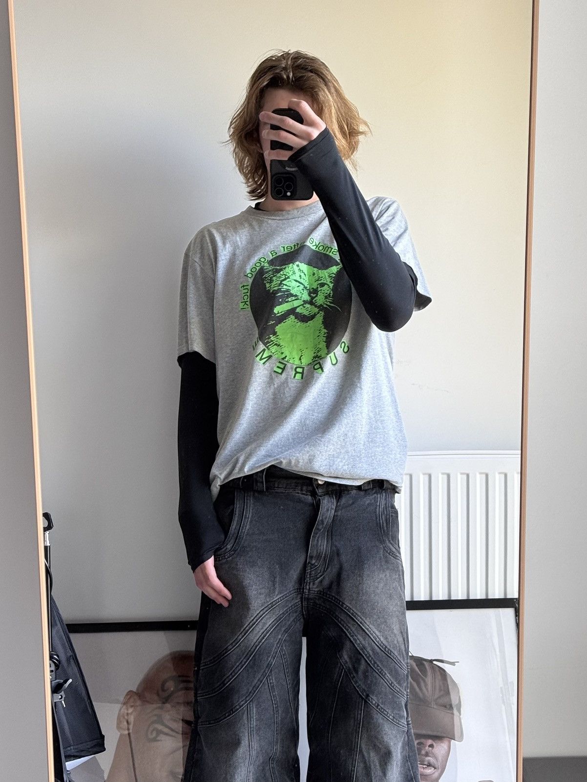 Supreme × Vintage Vintage Supreme Smoke Cat 🐈 Tee Hype like a 💨 after sex Size US L / EU 52-54 / 3 - 7 Thumbnail