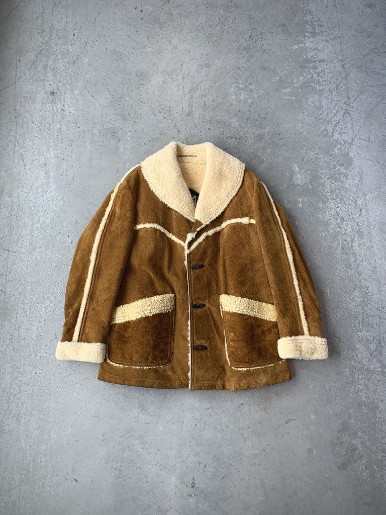 image of 80's Mighty Mac Suede Shearling Coat in Tan, Men's (Size XL)