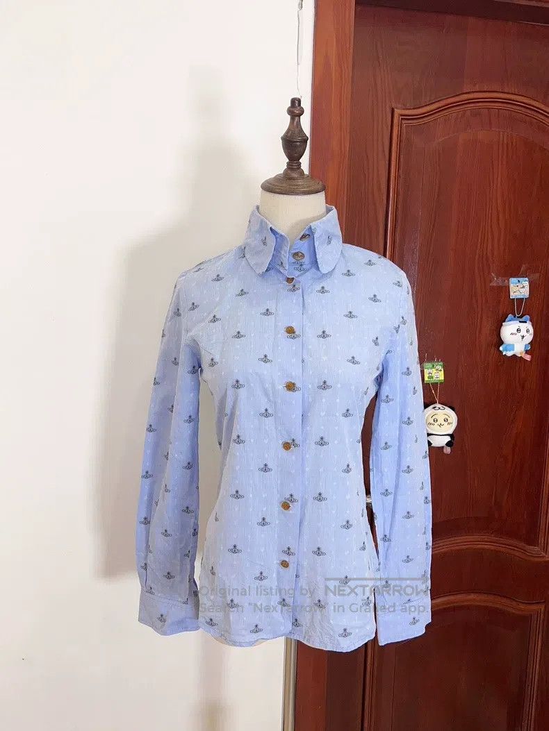 Vivienne Westwood vivienne westwood Second-hand blue full纹 long-sleeved shir Size S / US 4 / IT 40 - 1 Thumbnail