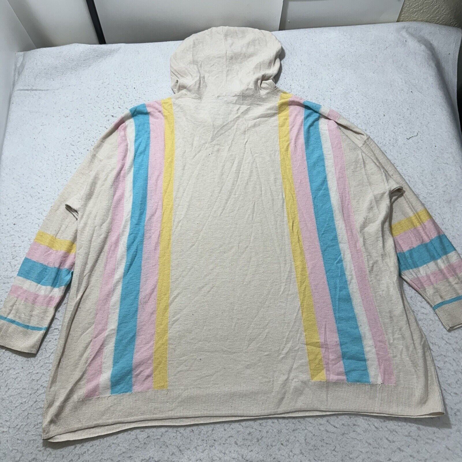 Other Torrid 3X Lightweight Sweater Hooded Pullover Beige Striped Size 3XL / US 20-22 - 11 Thumbnail