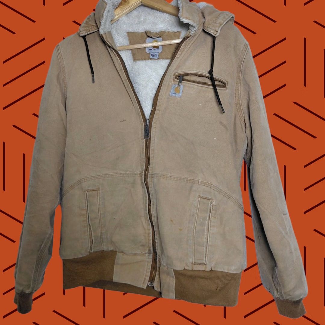 Carhartt Carhartt Hooded Jacket Brown Knit Men M Regular Zip Hooded Utility Work Jacket Womens? Size US M / EU 48-50 / 2 - 1 Thumbnail