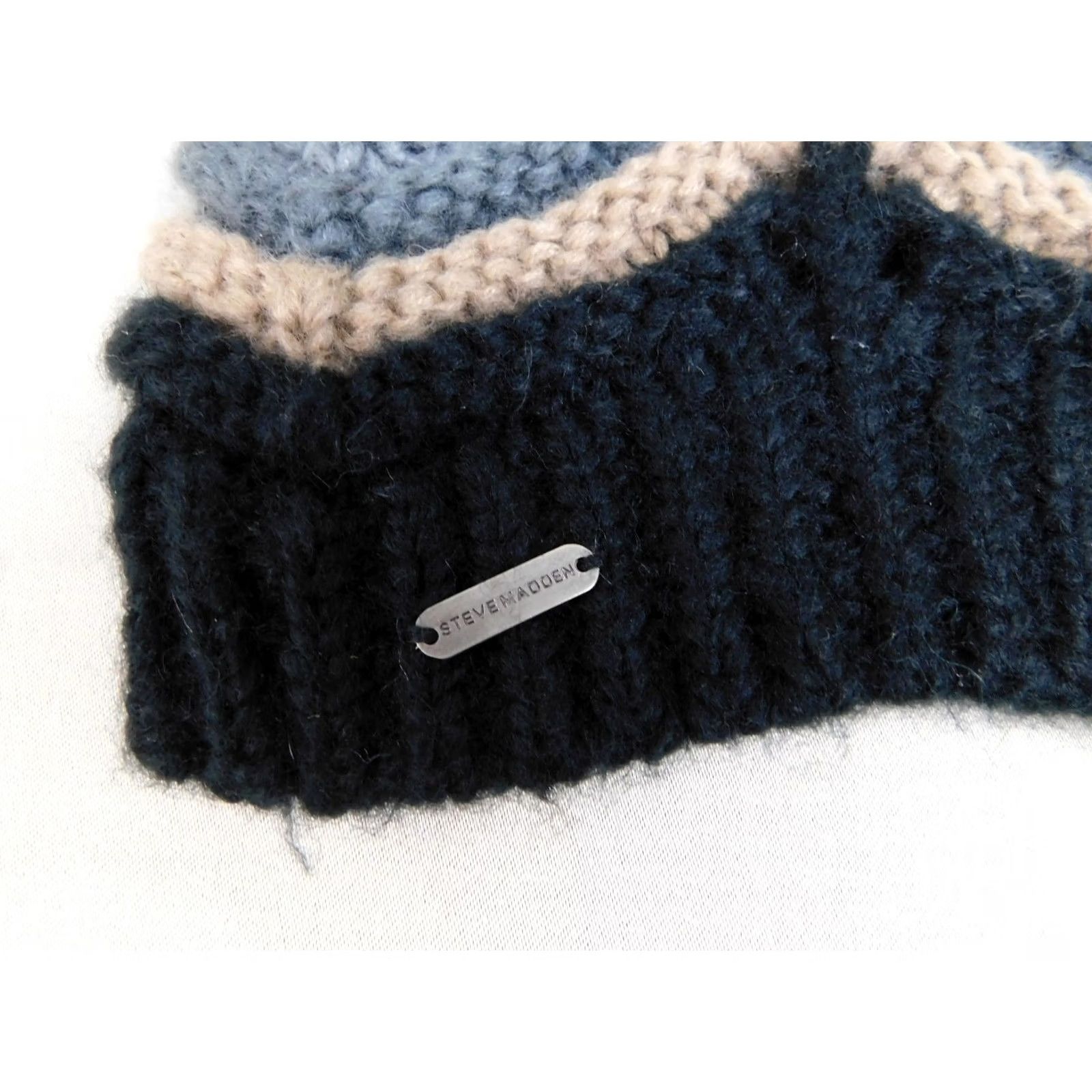 Steve Madden Steve Madden Beanie Hat Gray Women's Winter Knit Chevron Logo One Size XS? Size ONE SIZE - 4 Thumbnail