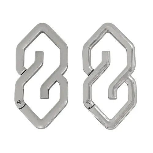 Jewelry Silver Geometric Metal Carabiner Clips, Keychain Hooks Size ONE SIZE - 2 Thumbnail