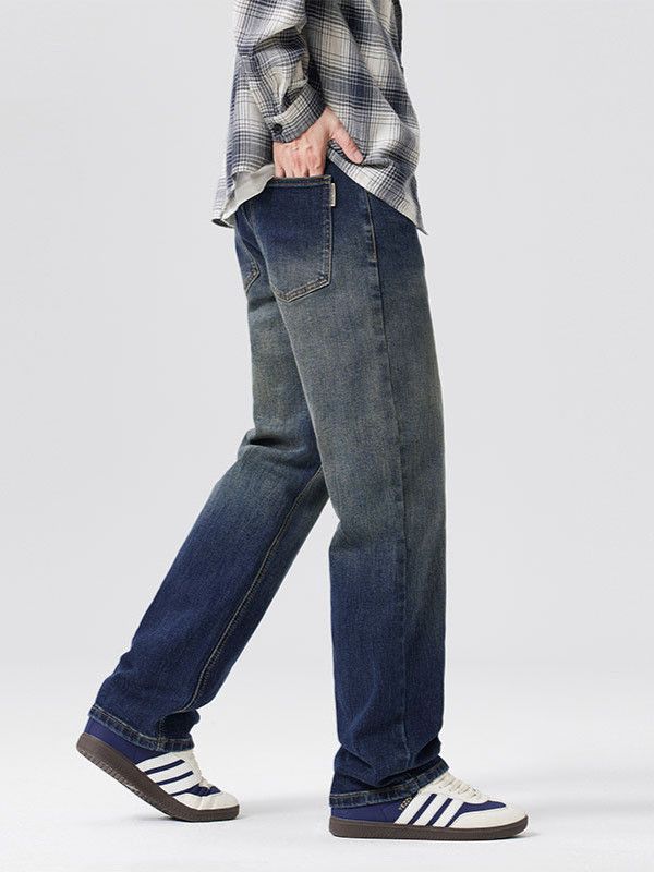 Japanese Brand Men's loose straight leg retro washed casual jeans Size US 32 / EU 48 - 4 Thumbnail
