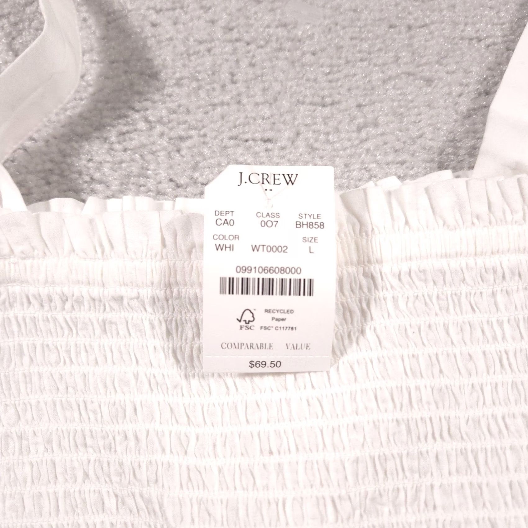 J.Crew J.CREW Tank Womens Large White Smocked Tie Strap Ruffle Peplum Summer Clothing Women Sleeveless Adjustable Strap Camisole Short Dress Alternative Size L / US 10 / IT 46 - 6 Thumbnail