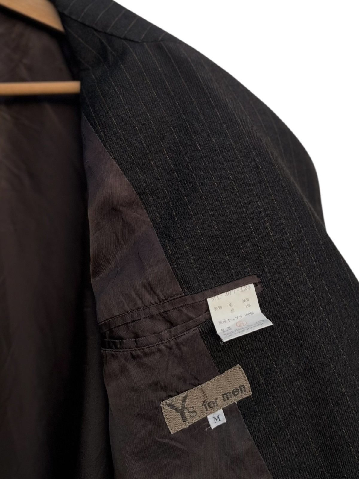 Yohji Yamamoto Y’s For Men Brown Striped Black Tailored Jacket Size US M / EU 48-50 / 2 - 9 Thumbnail
