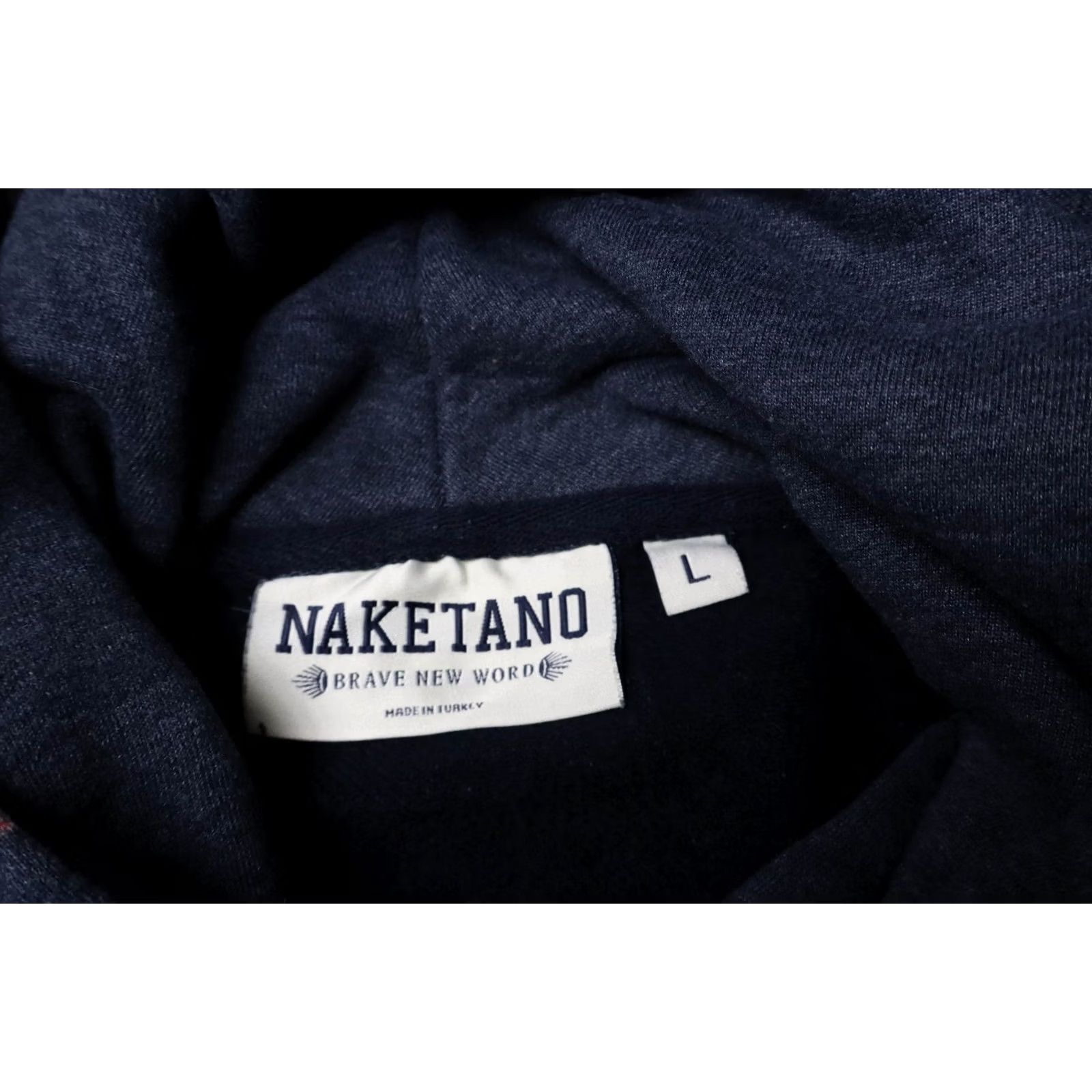 Vintage Naketano Sweatshirt Women's LARGE Blue Patterned Pocket Hooded Logo Pullover Size L / US 10 / IT 46 - 7 Thumbnail