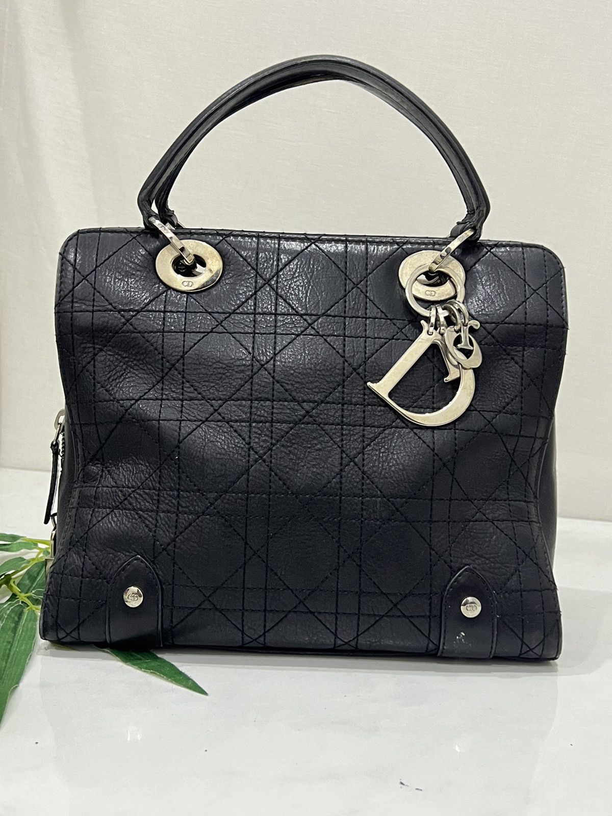 Dior Christian Dior Lady cannage handbag leather black Size ONE SIZE - 2 Thumbnail