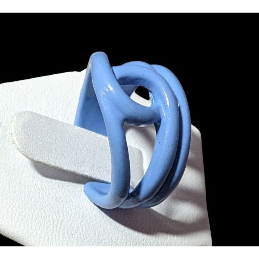 Other Abstract Metal Blue Enamel Coated Fashion Ring Size 8 Size ONE SIZE - 4 Thumbnail