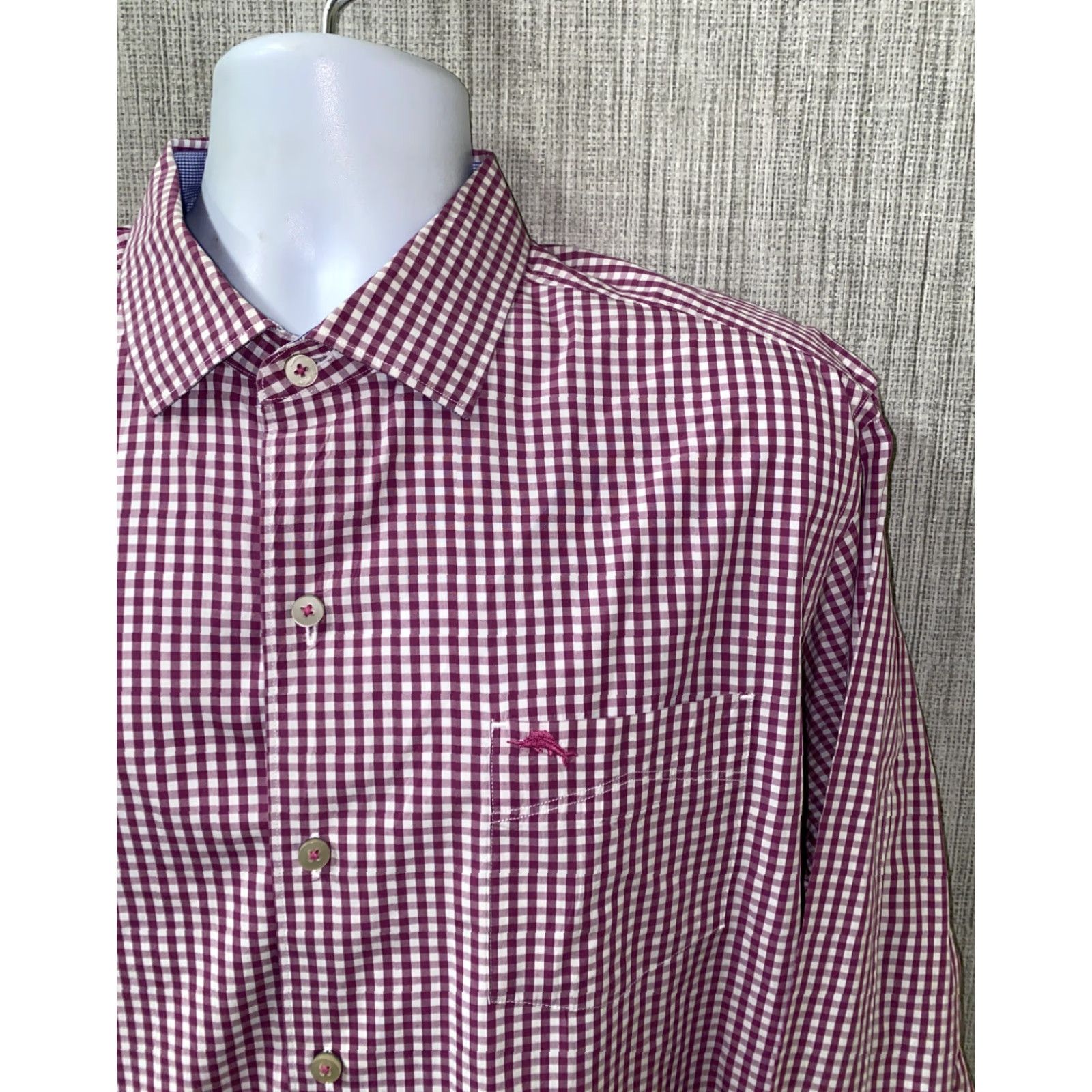 Tommy Bahama Tommy Bahama Shirt Mens Button-Up Long Sleeve Red/White Checkered Size L Size US L / EU 52-54 / 3 - 2 Thumbnail