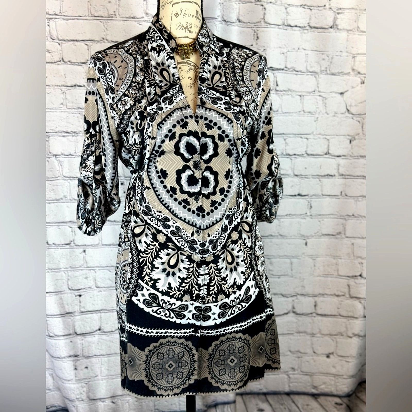 Other Paisley Shirt/Dress Chinese Collar Ties Under Bust Brown L Size L / US 10 / IT 46 - 5 Thumbnail