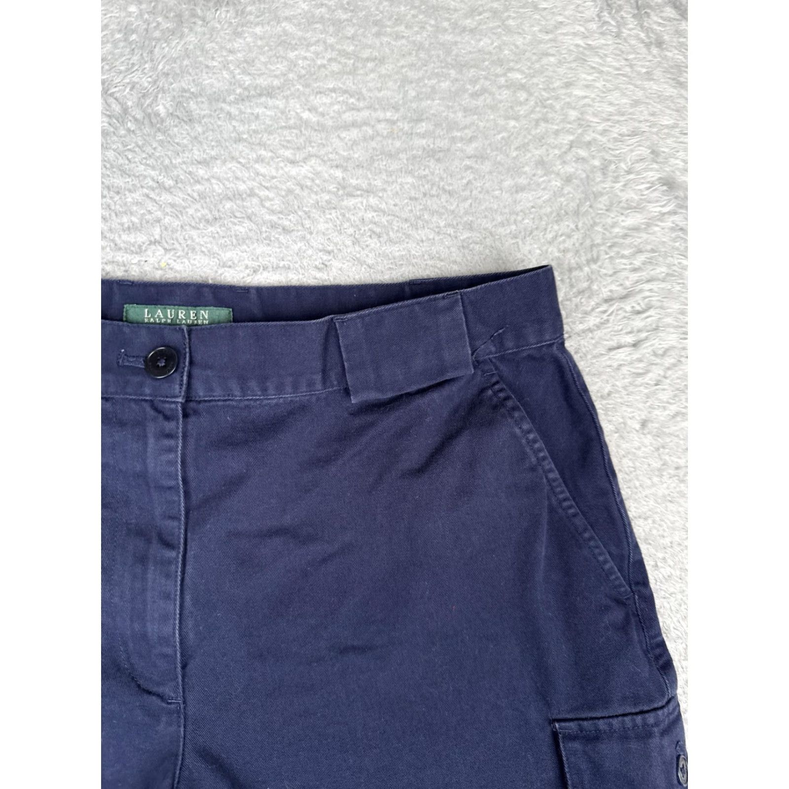 Ralph Lauren Lauren Ralph Lauren Cargo Shorts Womens 12 Blue Twill Flat Front Casual Summer Short Solid Navy Womens Size 34" / US 12 / IT 48 - 5 Thumbnail