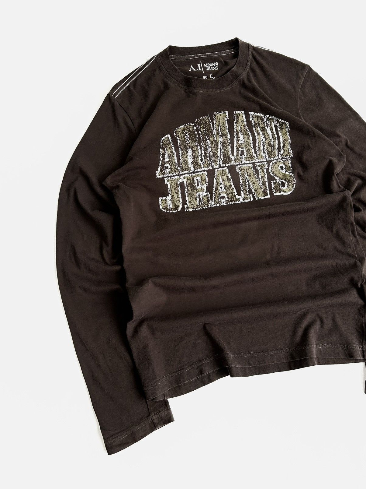 Armani × Vintage Vintage Armani Jeans Long Sleeve Shirt Brown Y2k Rare Size US L / EU 52-54 / 3 - 3 Thumbnail