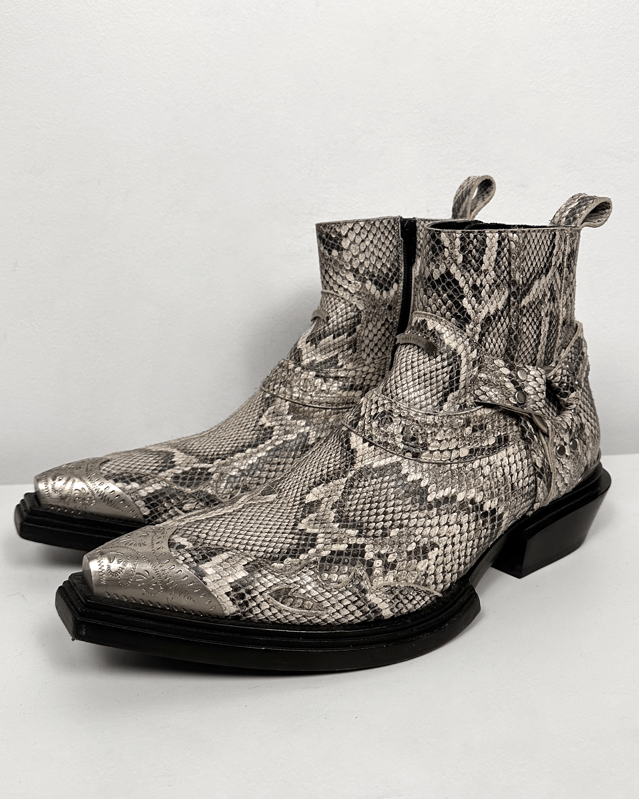 Balenciaga Balenciaga Santiag Snakeskin Metal Toe Harness Cowboy Boots Size US 10 / EU 43 - 6 Thumbnail