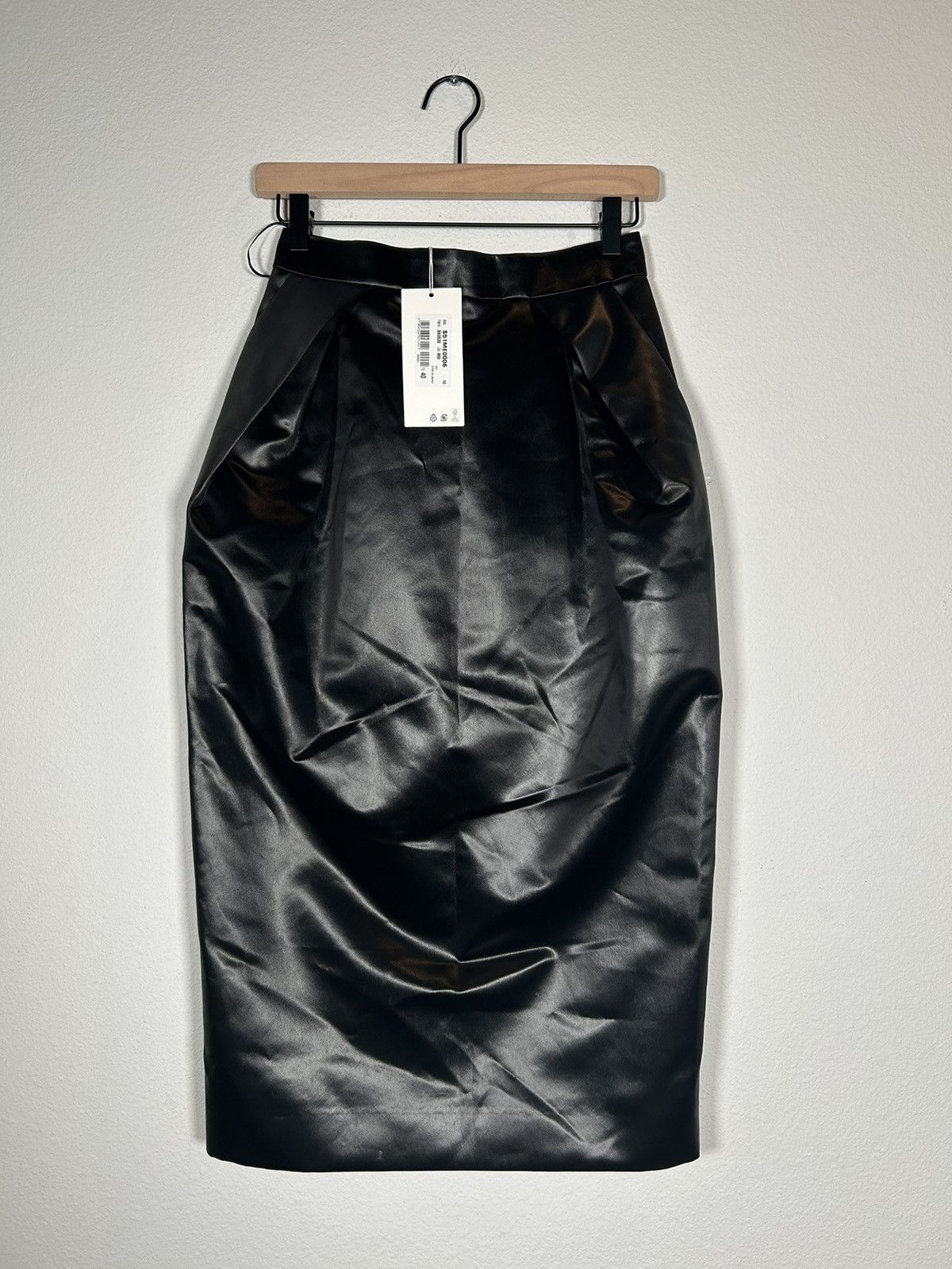 image of Maison Margiela Nwt! Ss23 Liquid Metal Origami Skirt in Black, Women's (Size 26)