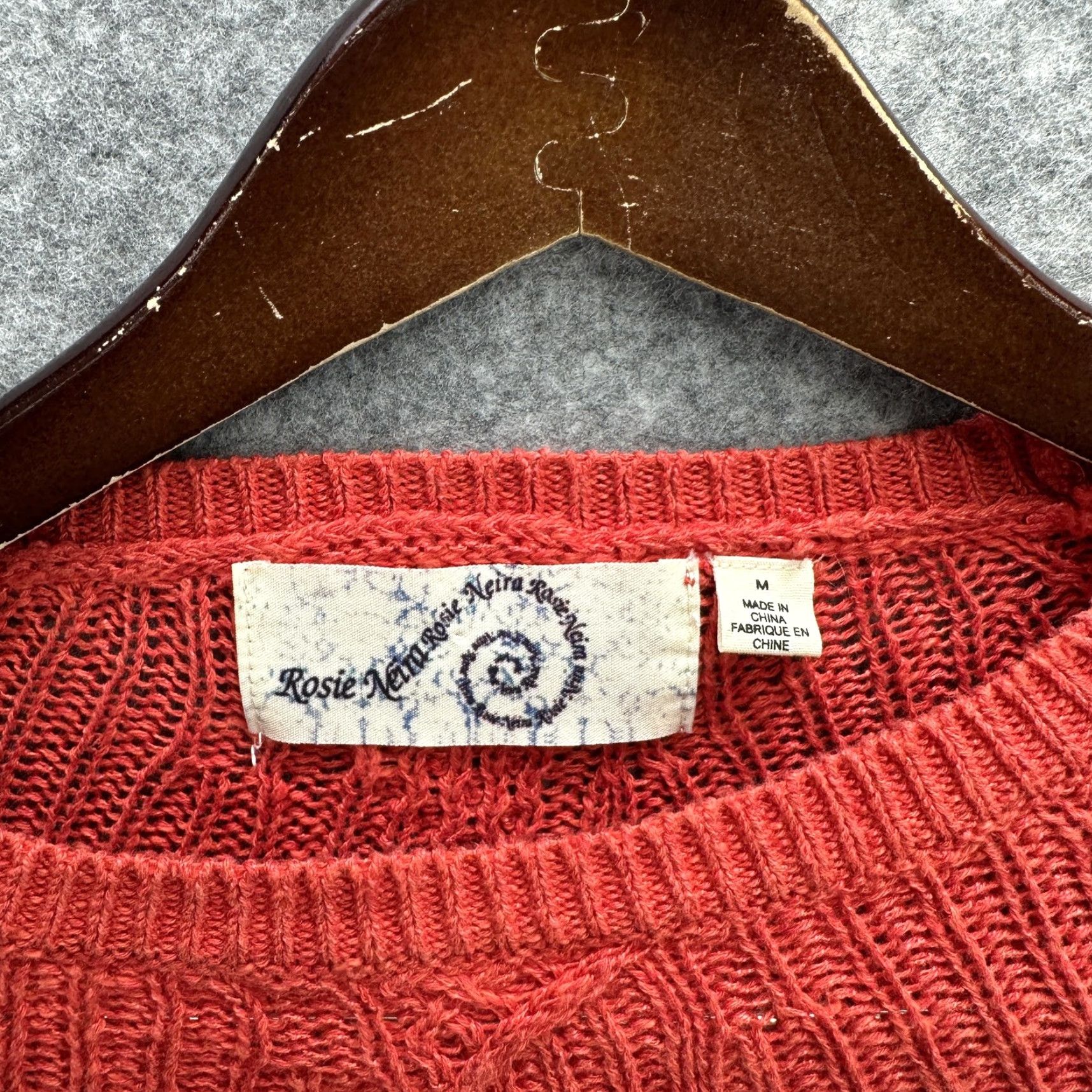 Vintage Rosie Neira Sweater Women Medium Red Linen Blend Knit Pullover Geometric Boho Top Crewneck Womens Size M / US 6-8 / IT 42-44 - 7 Thumbnail