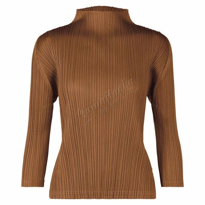 Issey Miyake Issey Miyake size:3 Brown pleated top Size XS / US 0-2 / IT 36-38 - 2 Thumbnail