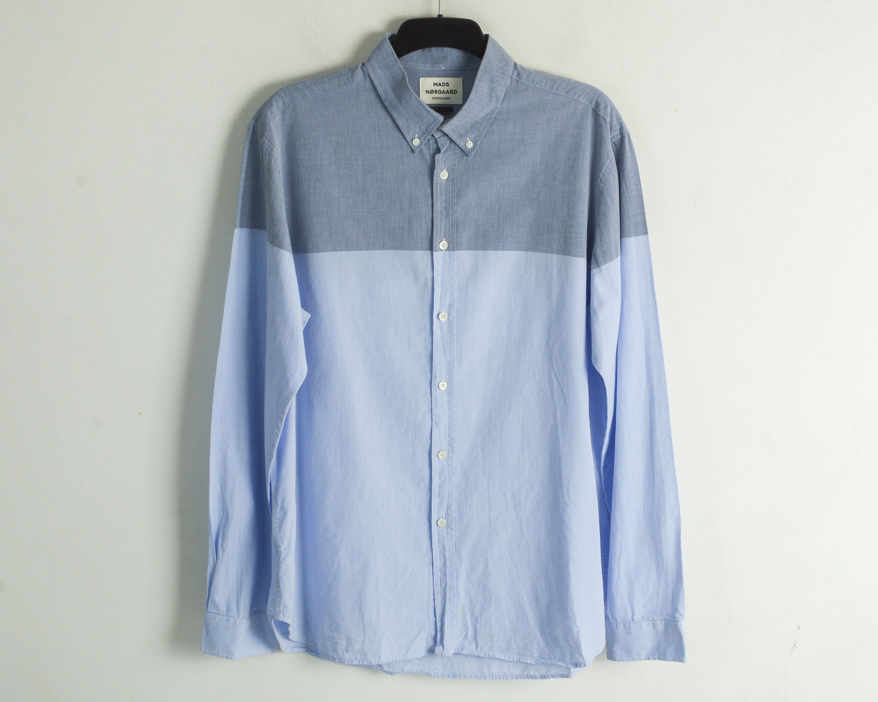 Mads Norgaard MADS NØRGAARD Shirt Formal Cotton Casual Long Sleeved Blue Size US XXL / EU 58 / 5 - 1 Thumbnail