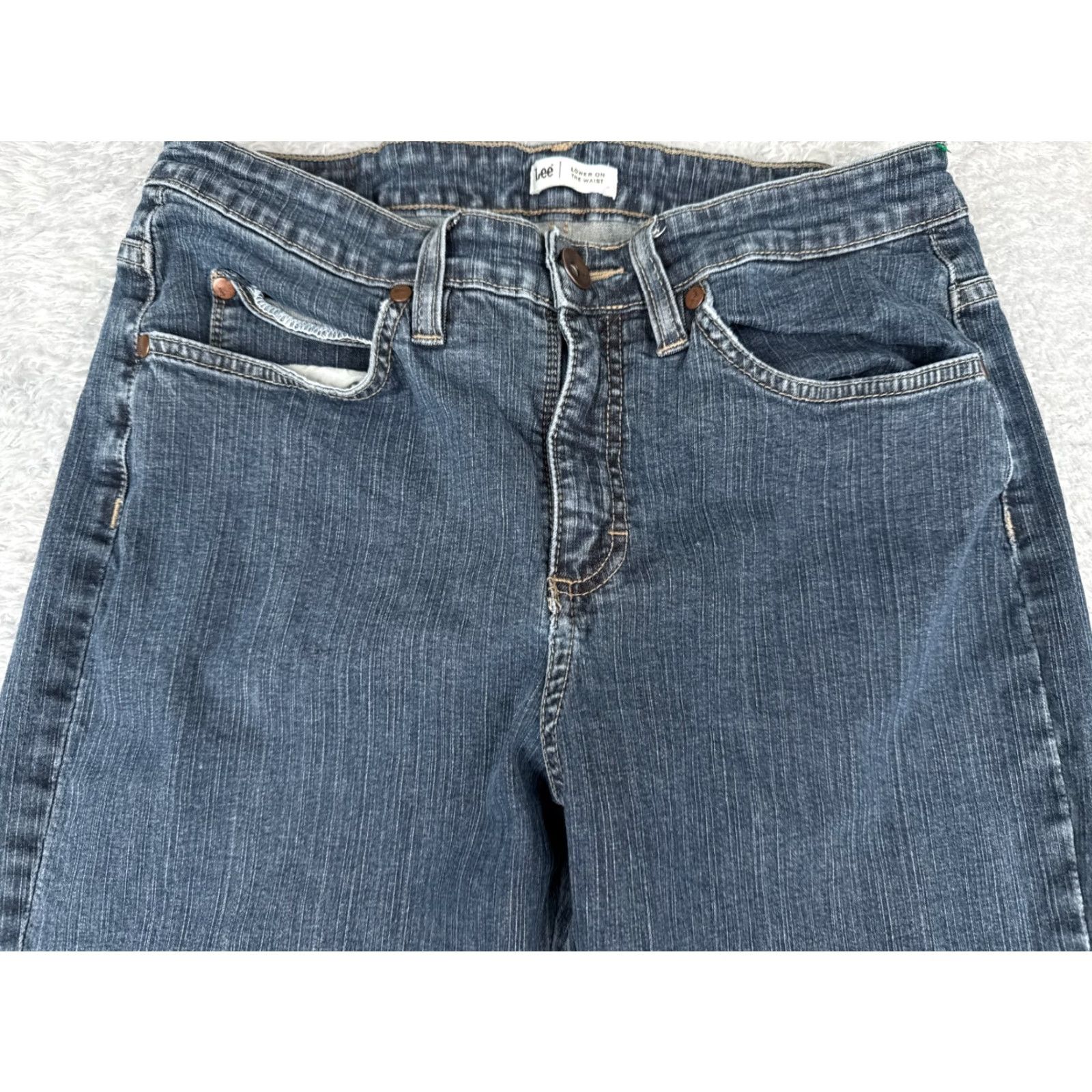 Lee Lee Jeans Women 10 Blue Denim Mid Rise Flared 28x31 Cotton Blend Pockets Regular 31 Inseam USA Vintage: No Size 32" / US 10 / IT 46 - 4 Thumbnail