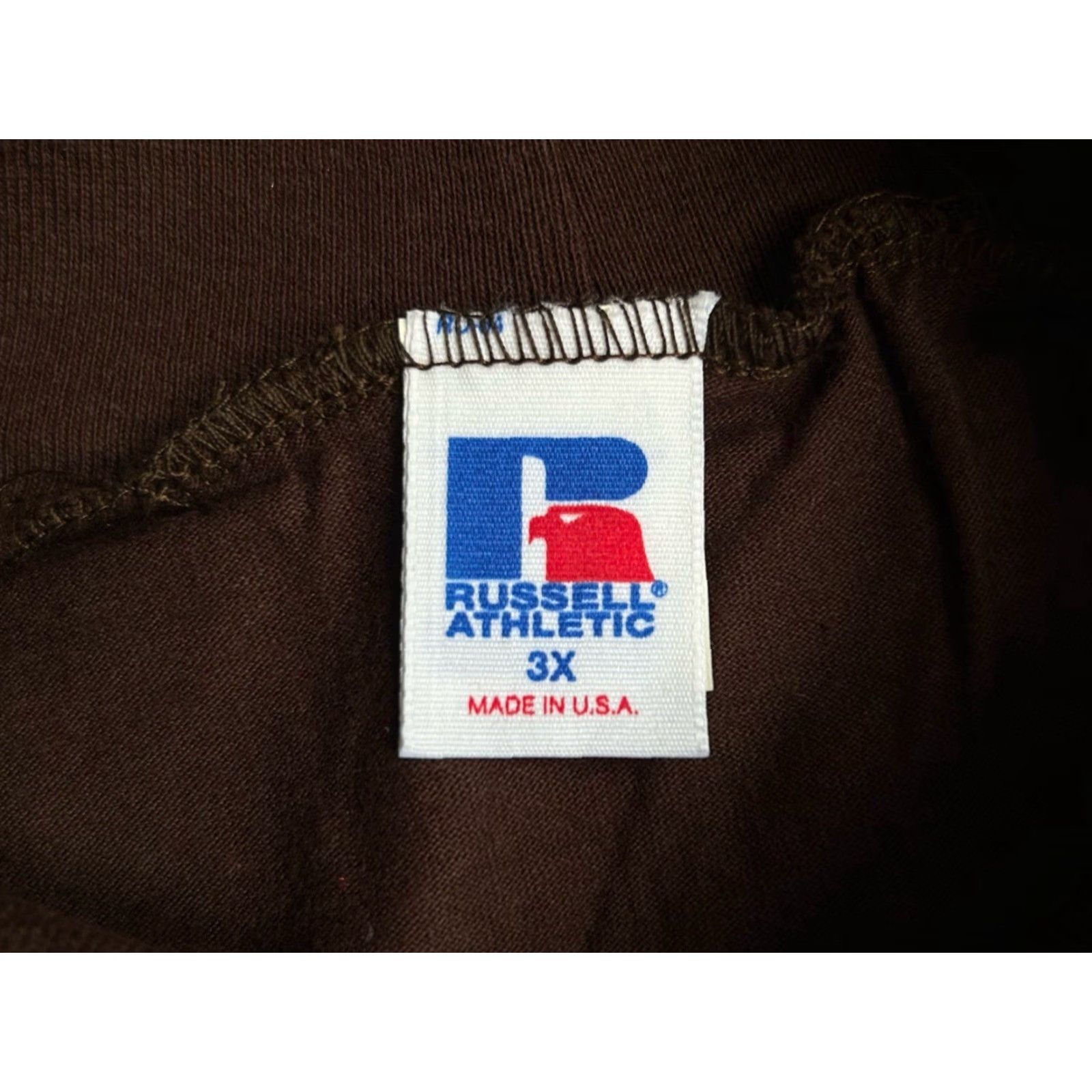 Russell Athletic VINTAGE Russell Athletic Mock Turtleneck Shirt Mens 3XL Brown 90s USA Made NWOT NOS Long Sleeve Mock Neck 100% Cotton Eagle Patch Size US XXL / EU 58 / 5 - 3 Thumbnail