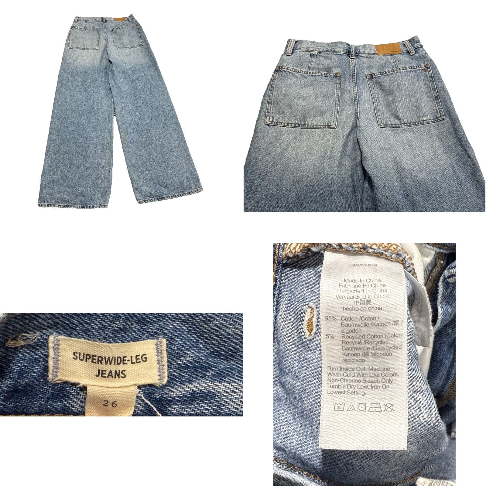 Madewell Madewell Jeans Superwide Leg Larkins Wash 100% Cotton Blue Size 26 Size 26" / US 2 / IT 38 - 8 Thumbnail